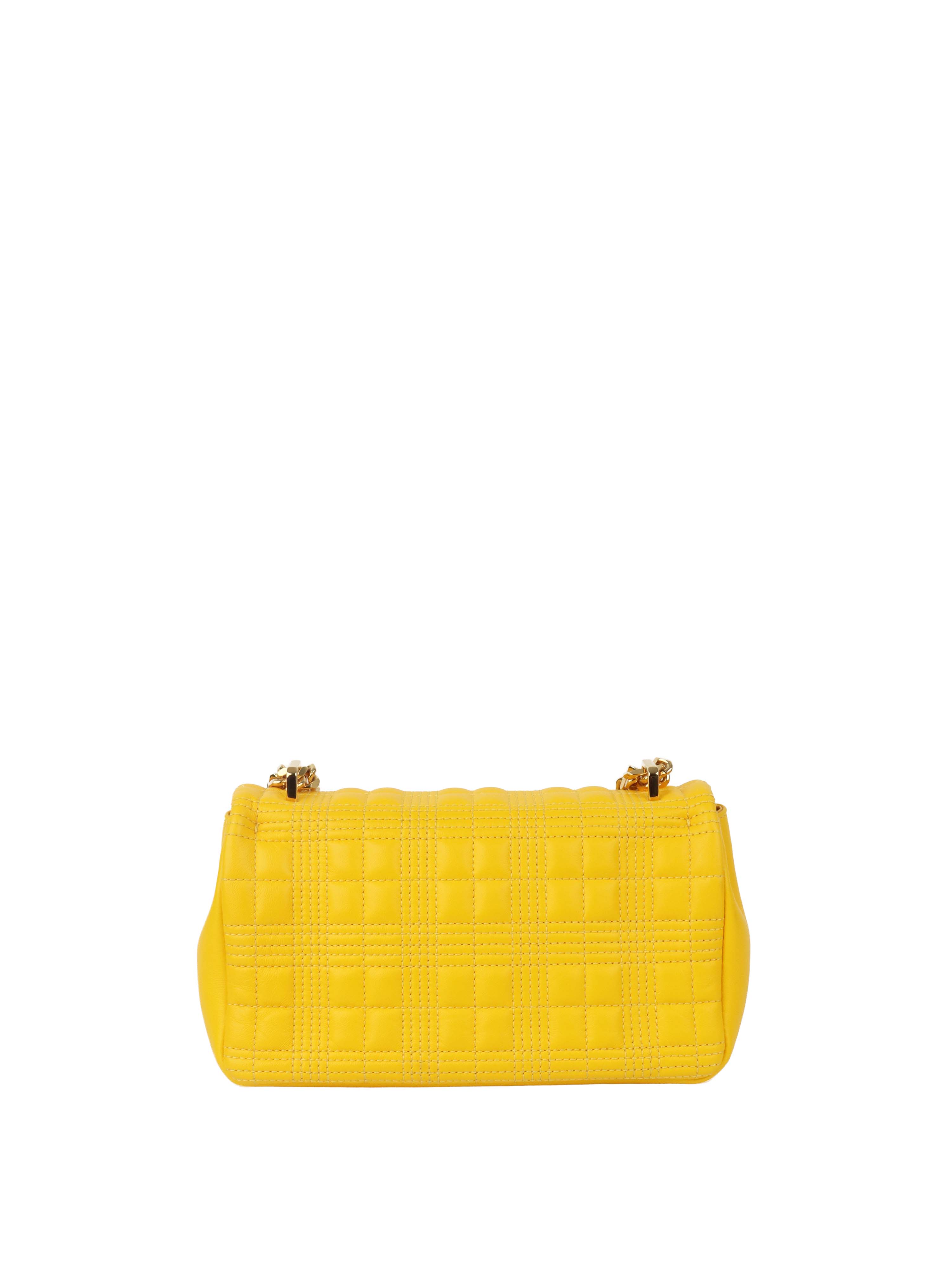 Burberry Yellow Quitled Leather Small Lola Bag.