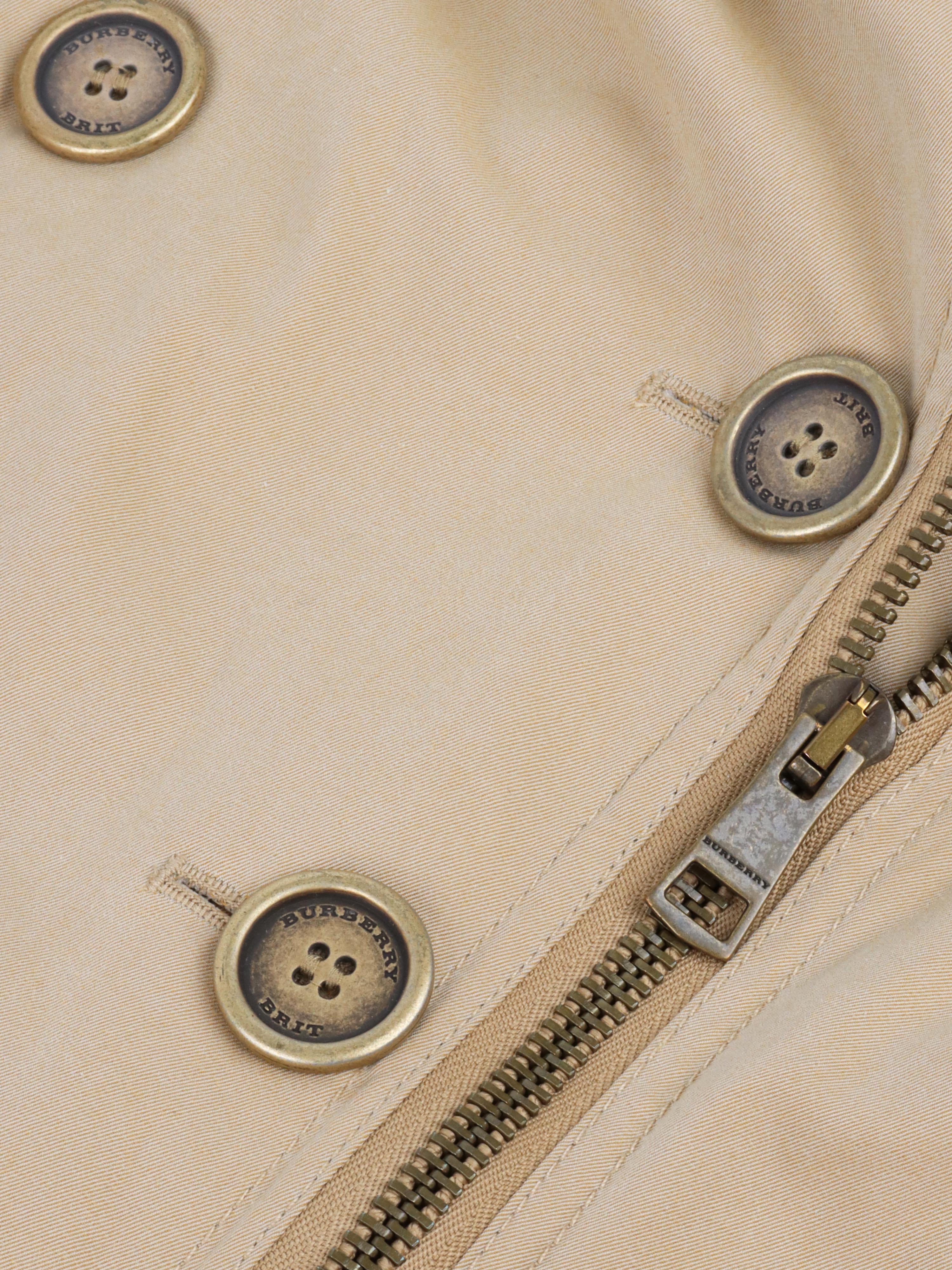 Burberry Short Tan Trench Coat.