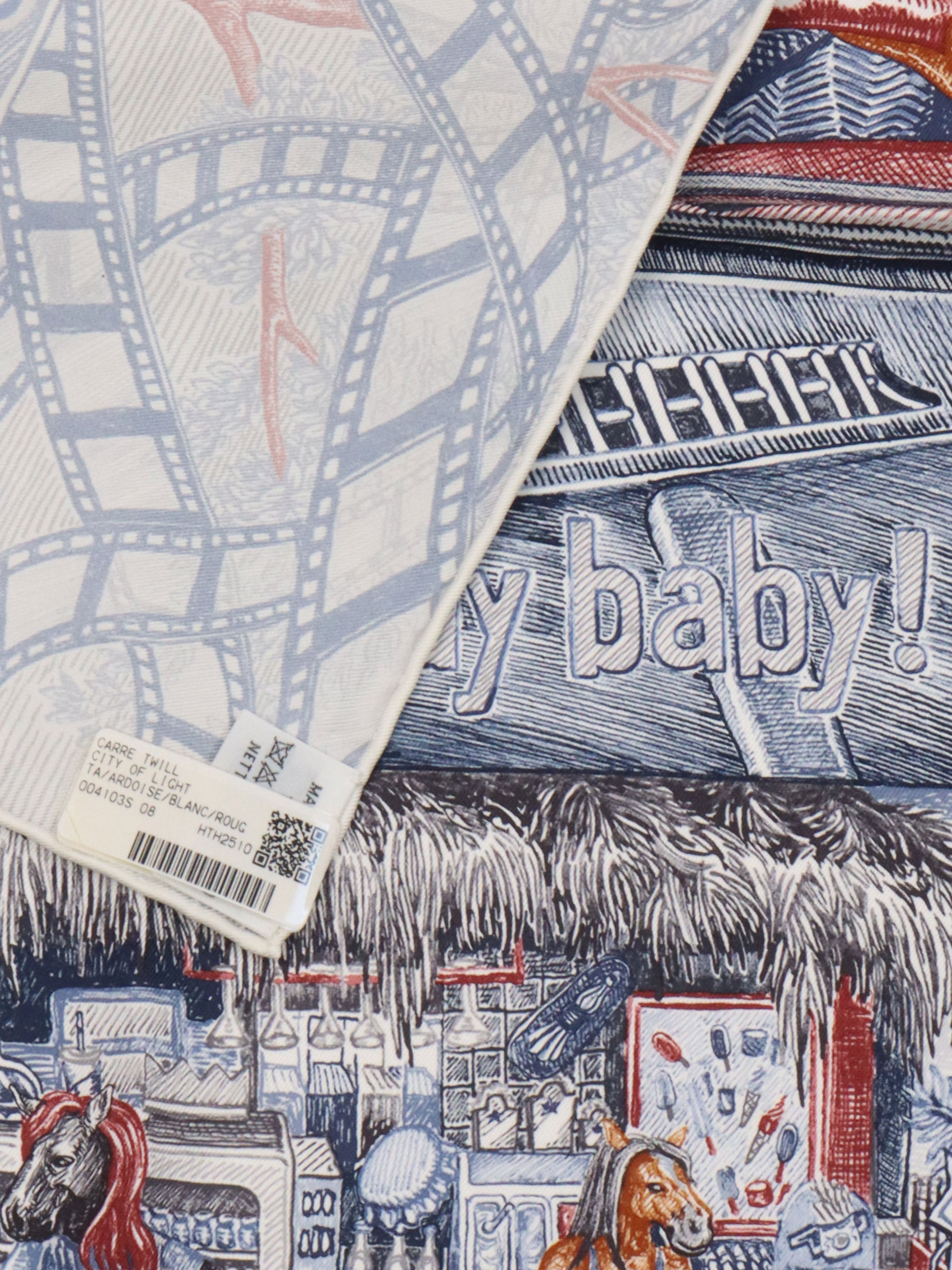 Hermes Ardoise & Blanc City of Light Scarf