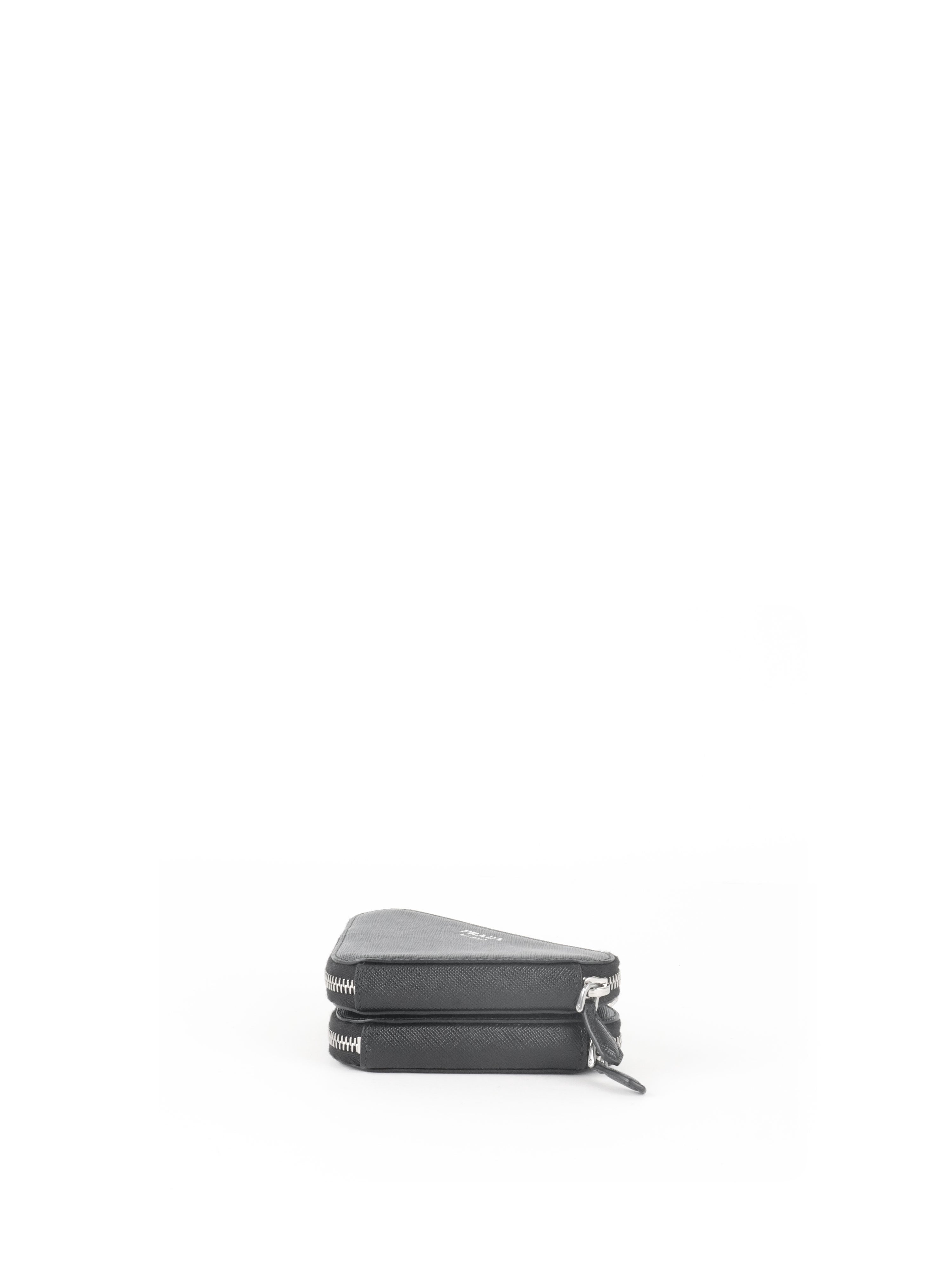 Prada Saffiano Triangle Mini Pouch Bag.