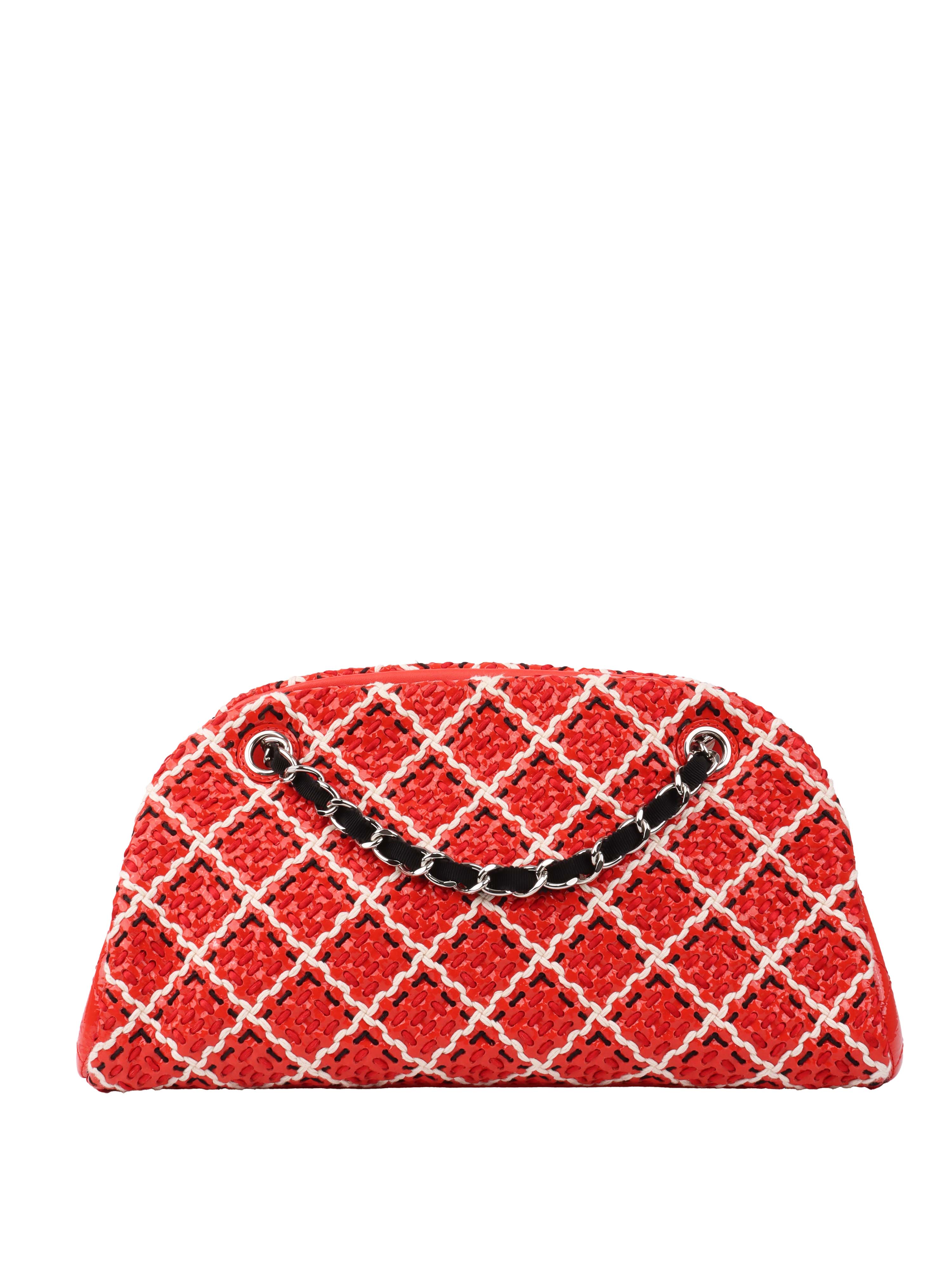 Chanel Limited Edition Red Patent 
Tweed Double Chain Tote