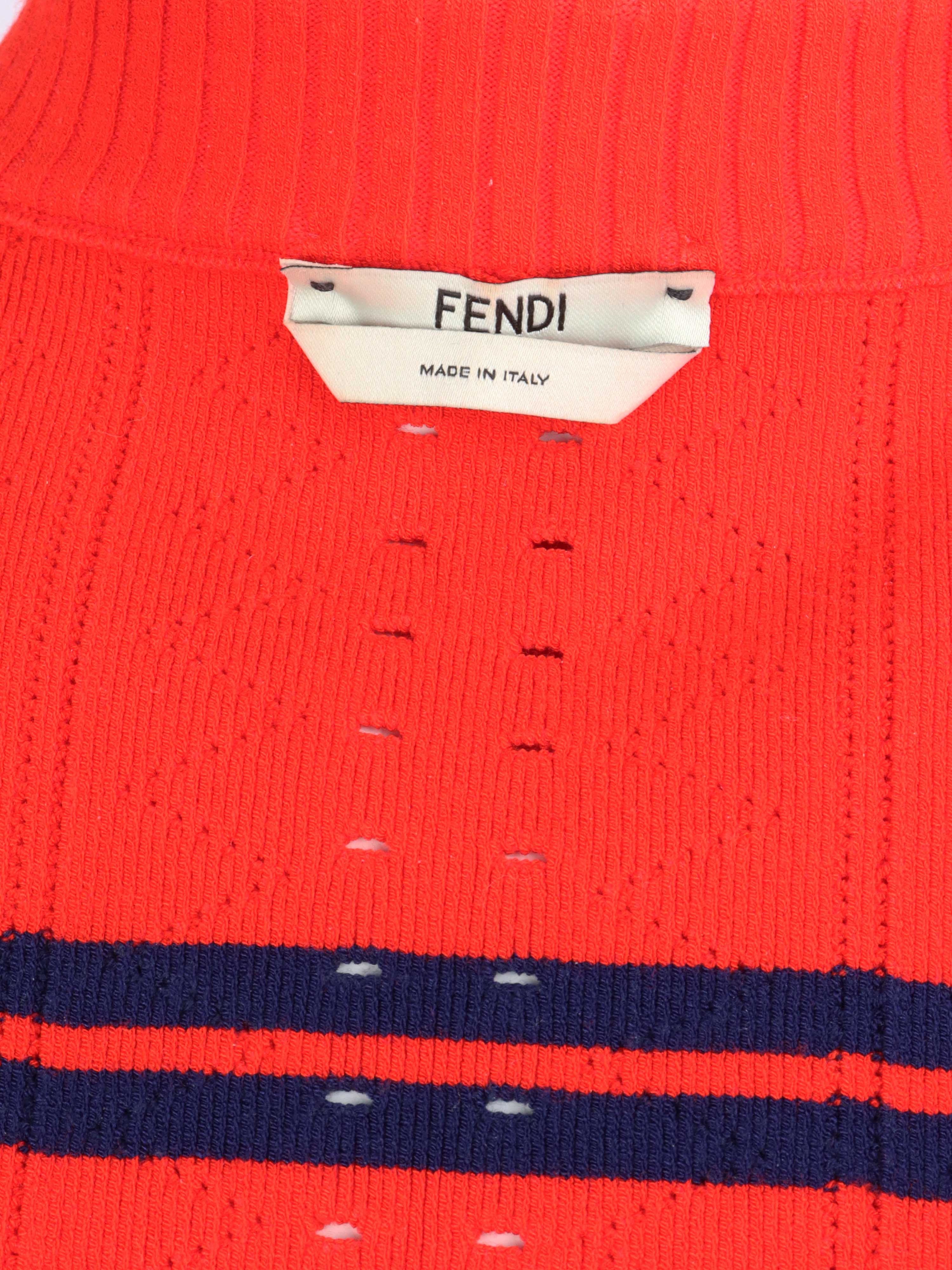 Fendi Red Cropped Knitted Sweater.