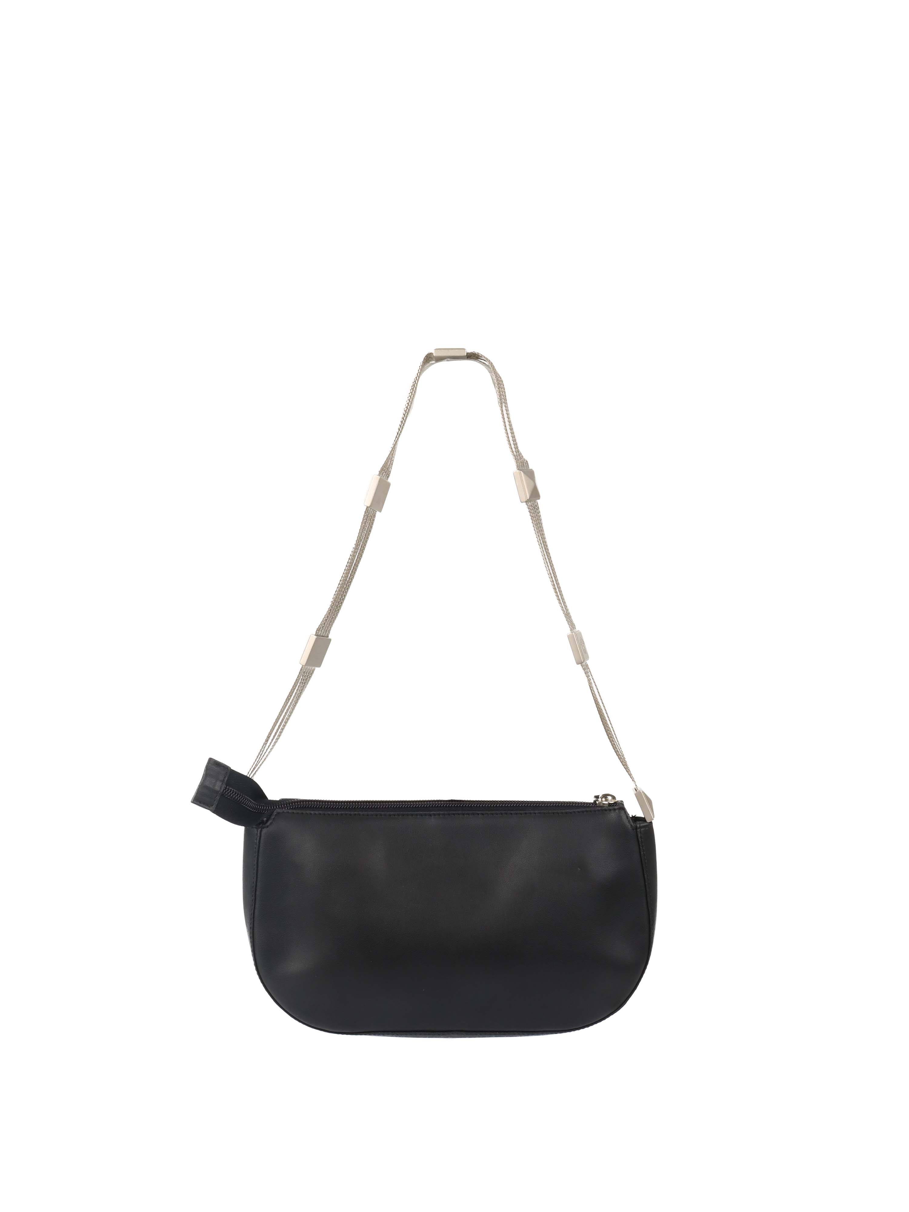 Versace Black Leather Shoulder Bag with Silver Chain.