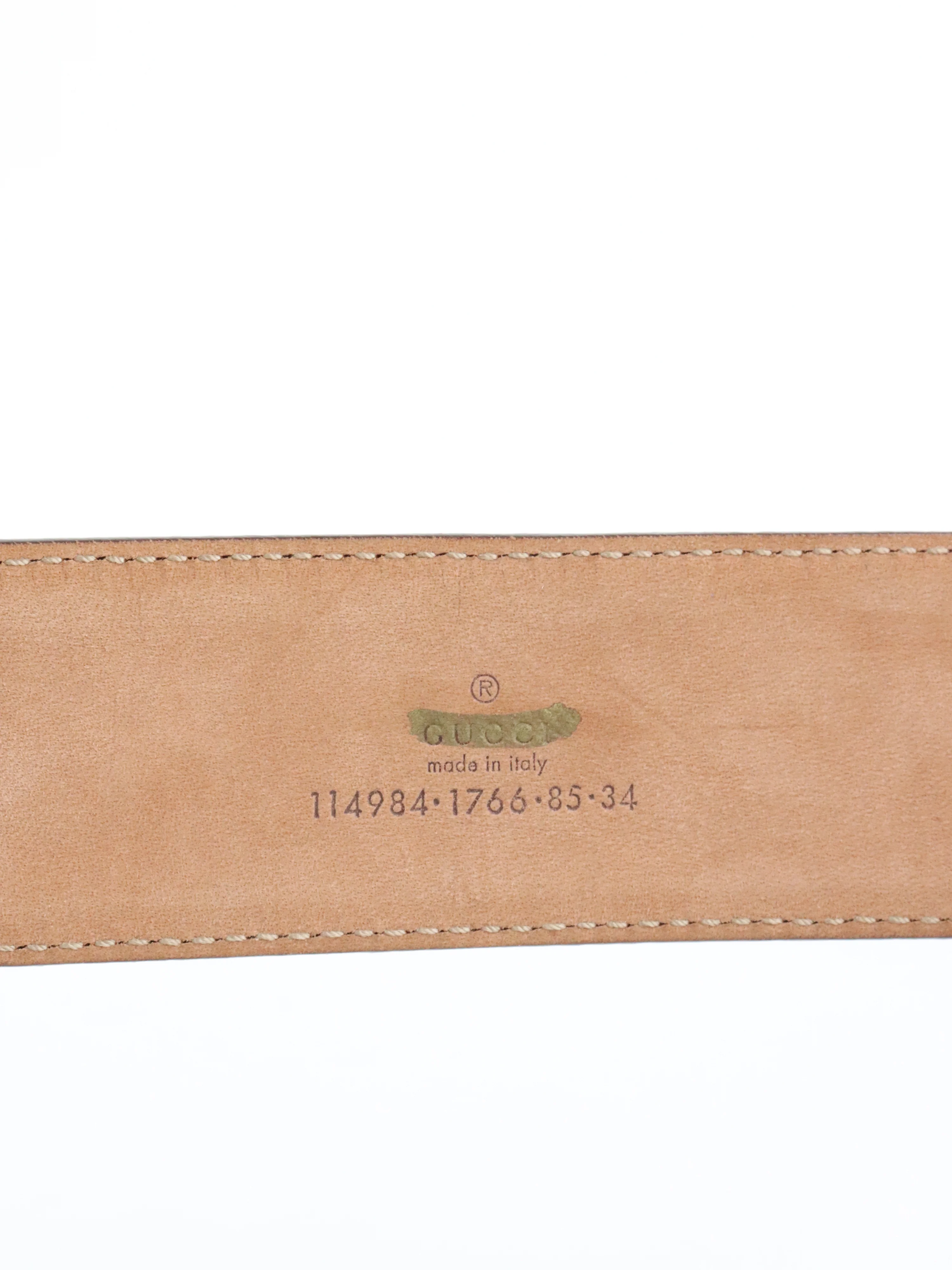 Gucci GG Ebony Canvas Belt size 85