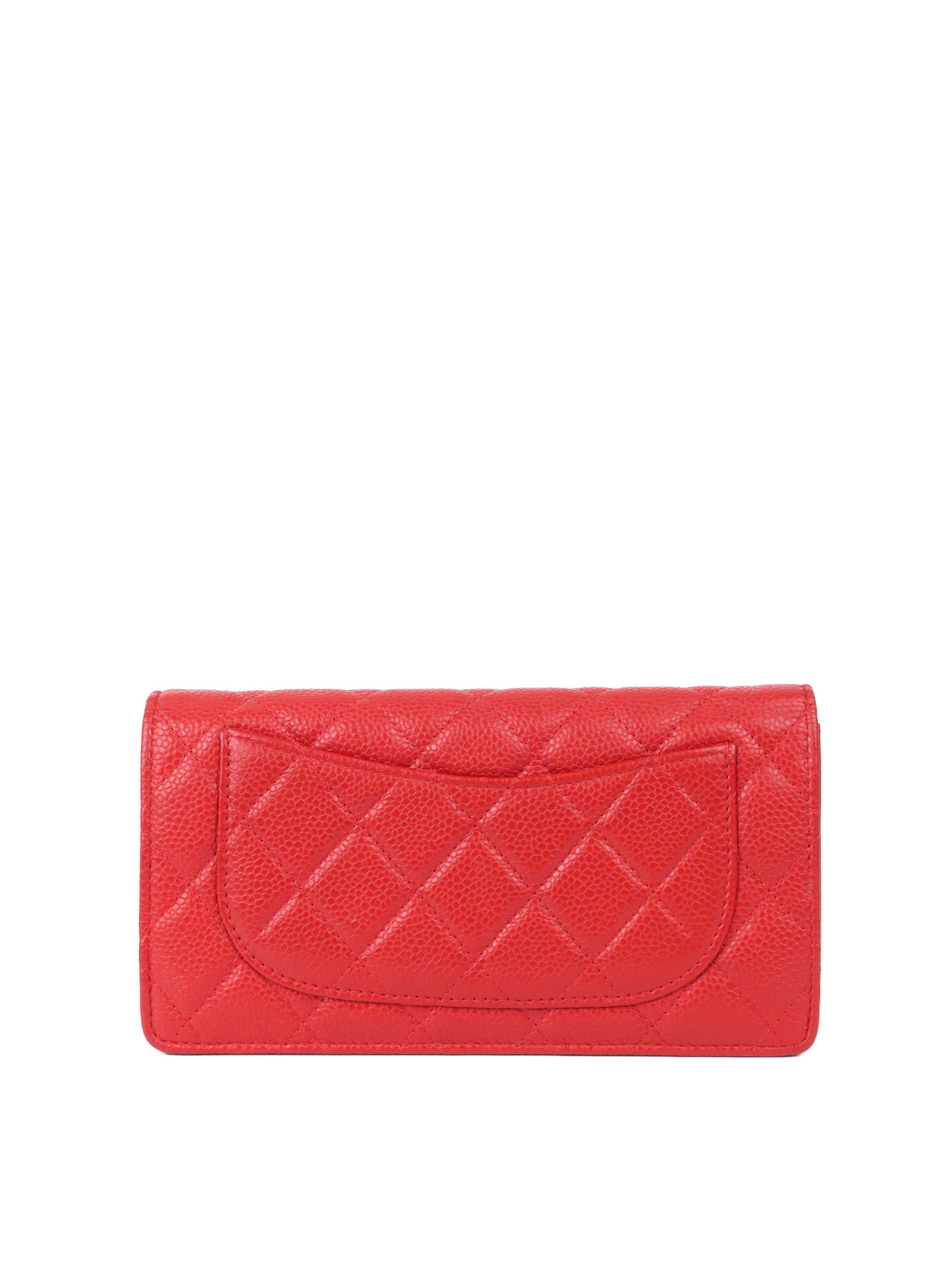 Chanel Red Caviar Long Wallet.