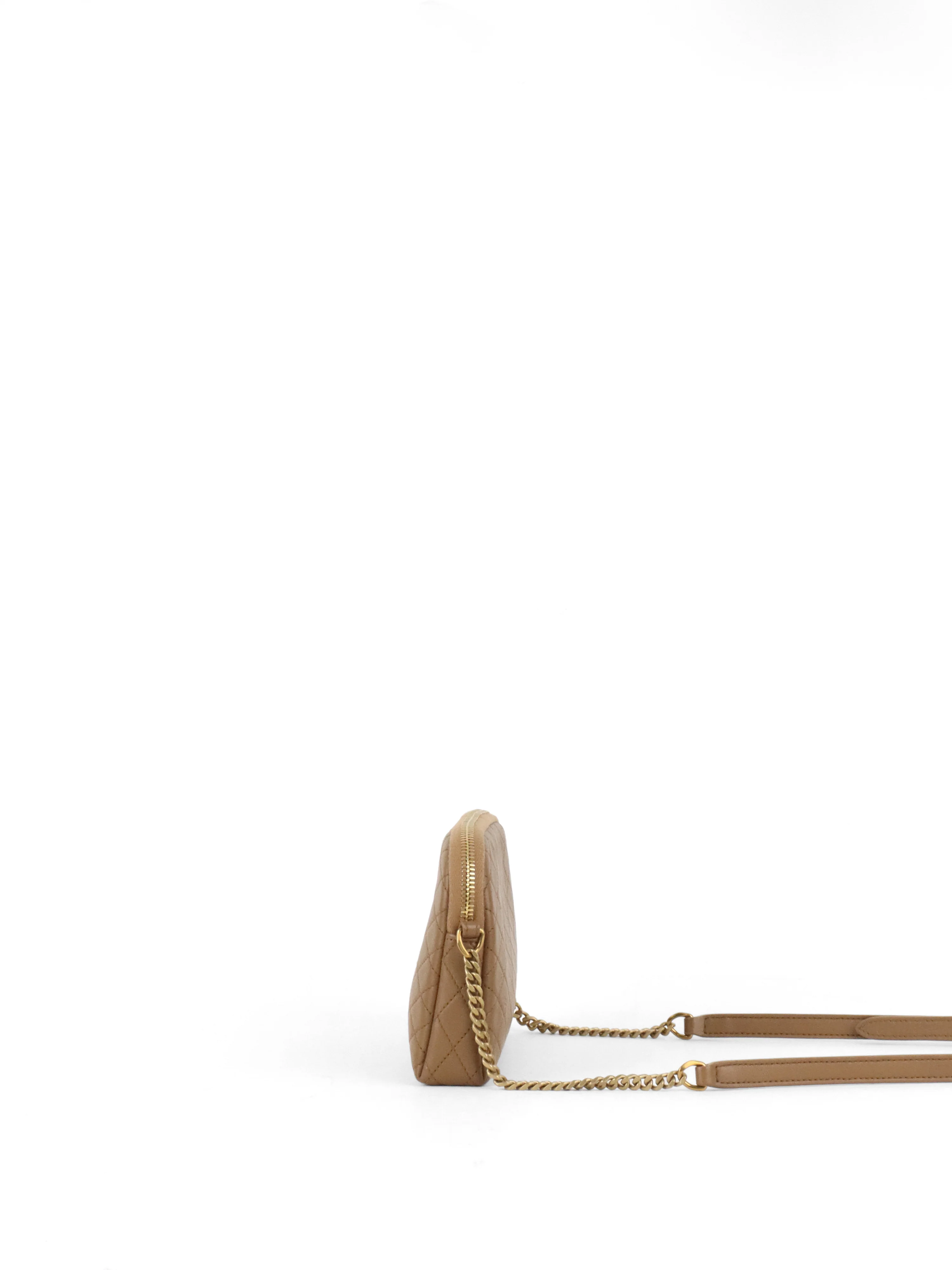 Saint Laurent Brown Gaby Quilted Chain Pouch