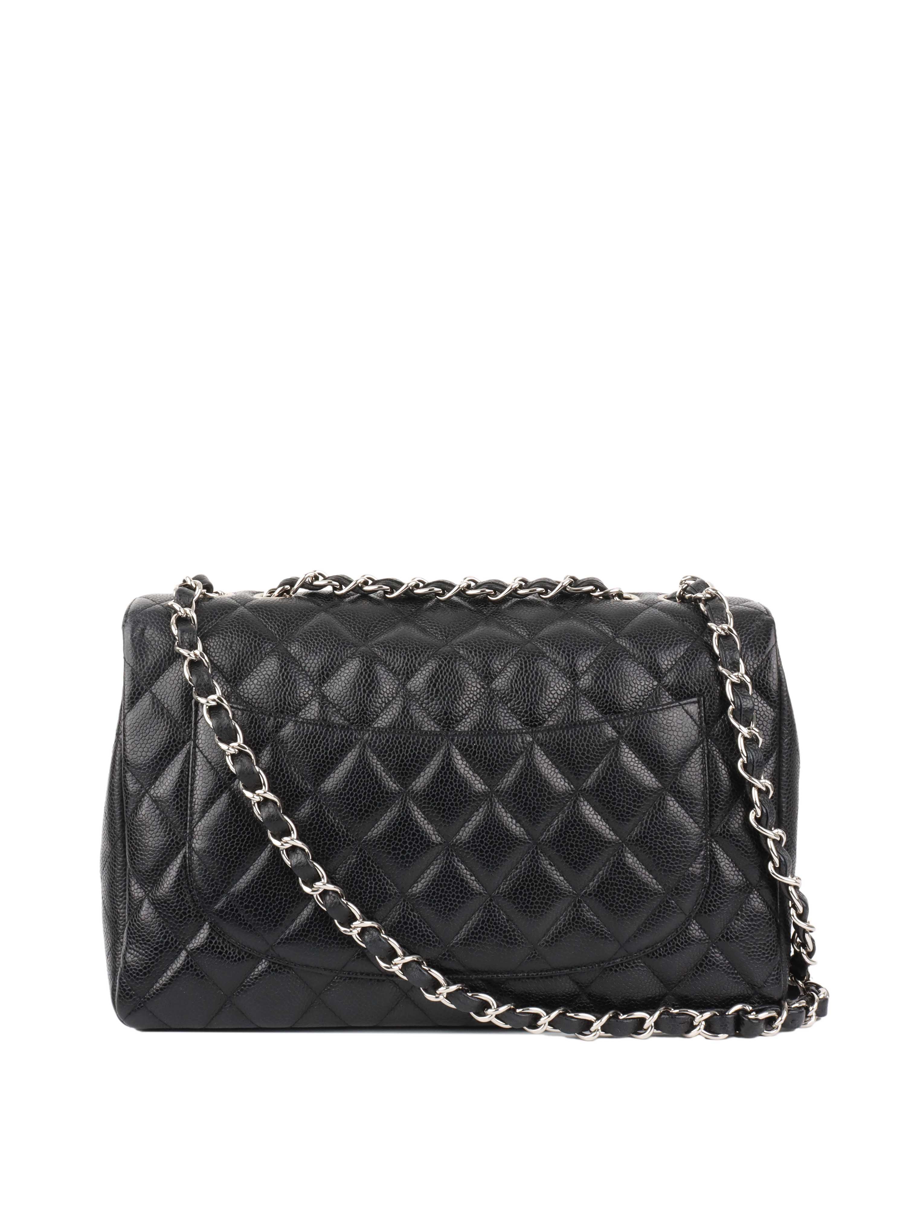 Chanel Black Jumbo Caviar Single Classic Flap.