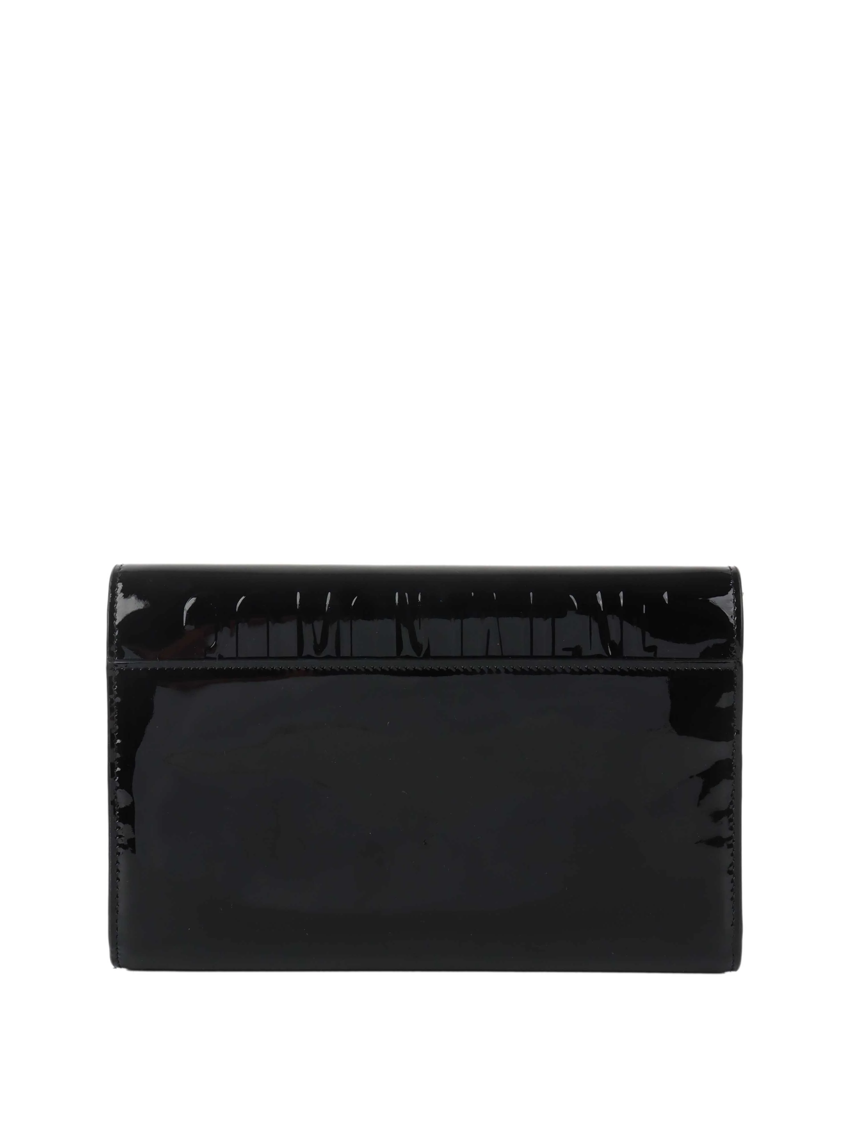 Dior Black Patent Leather 30 Montaigne Chain Clutch.