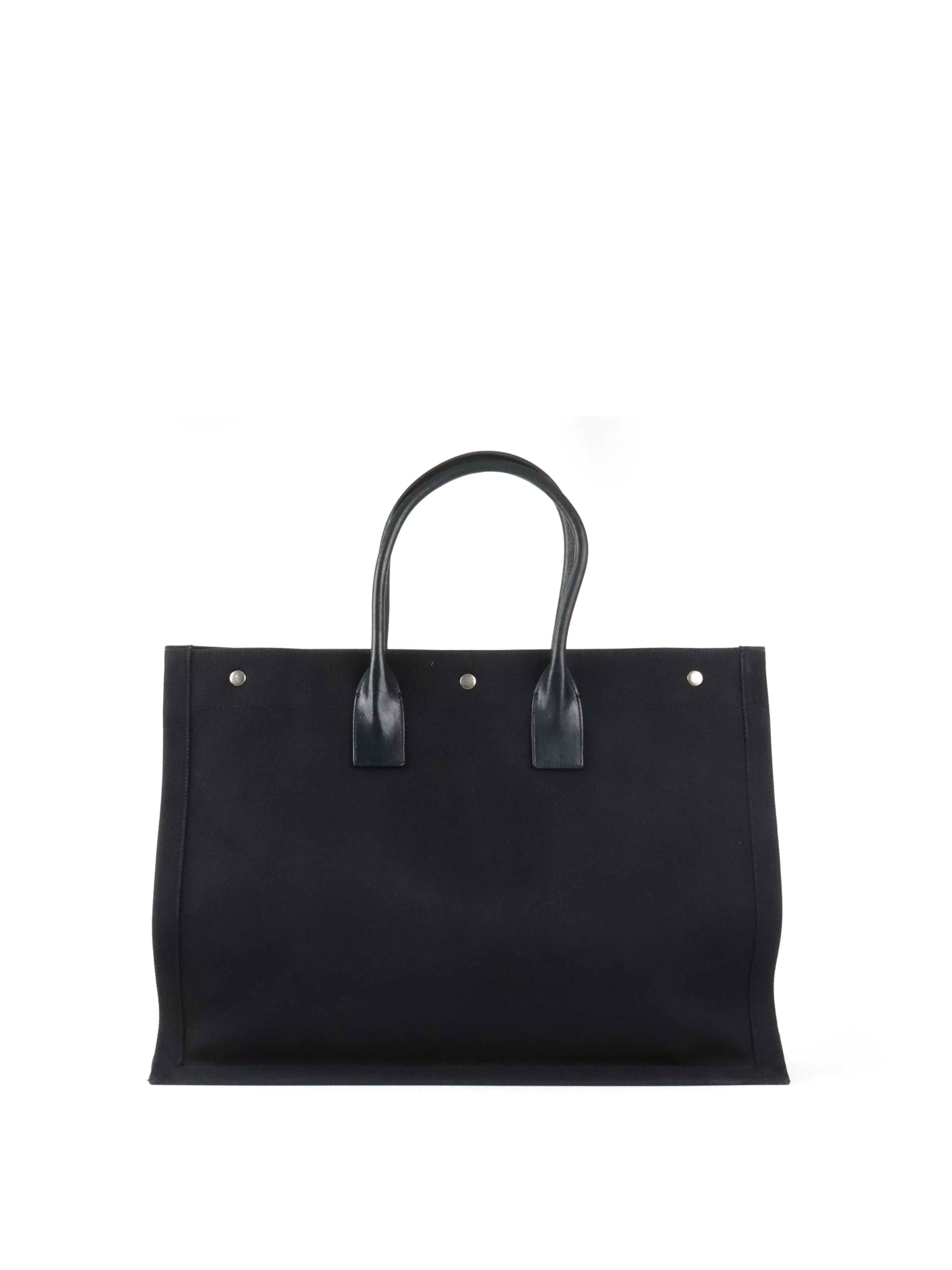 Saint Laurent Black Canvas Rive Gauche Large Tote Bag