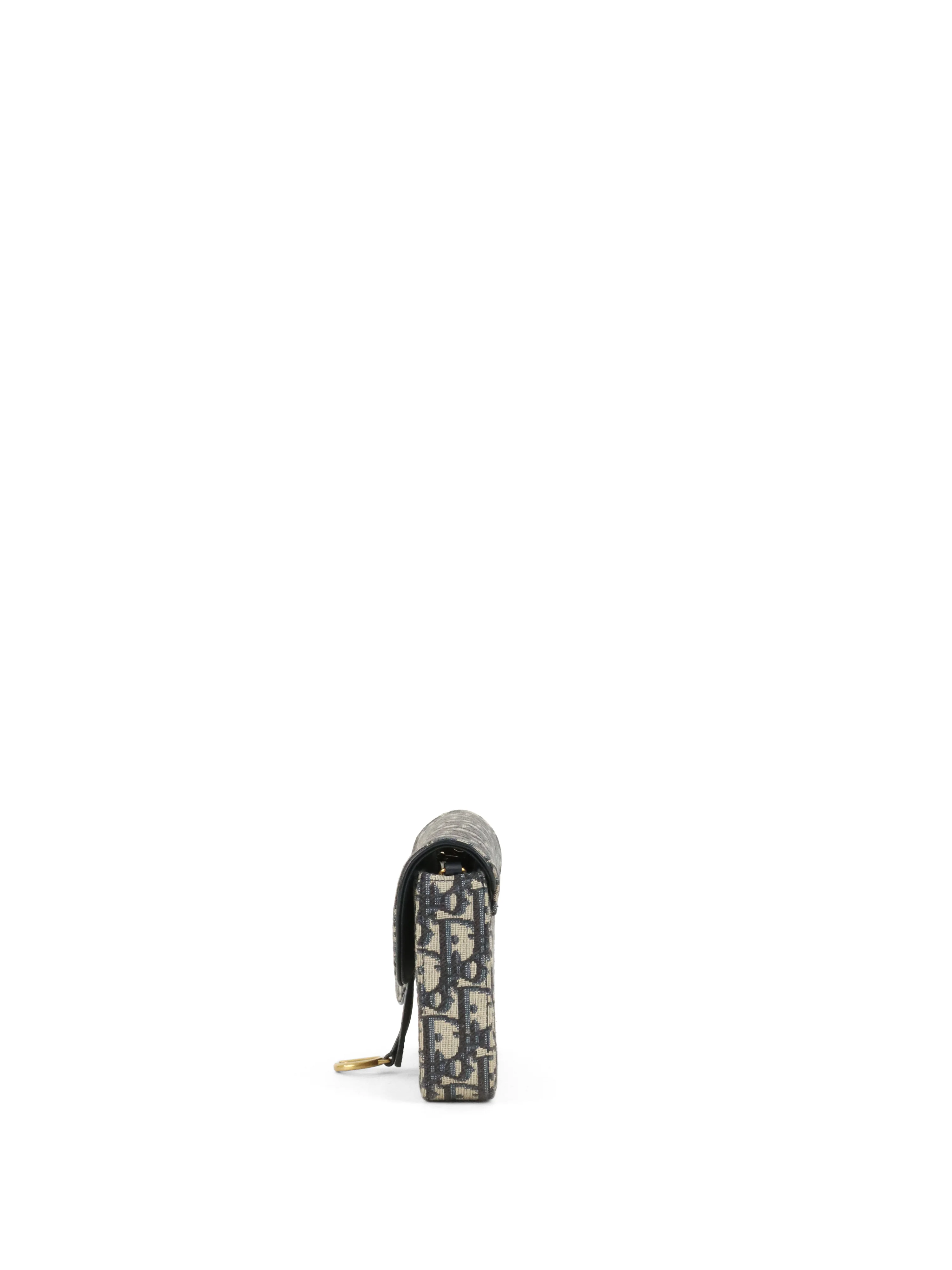 Dior Blue Oblique Jacquard Medium Saddle Pouch with Chain
