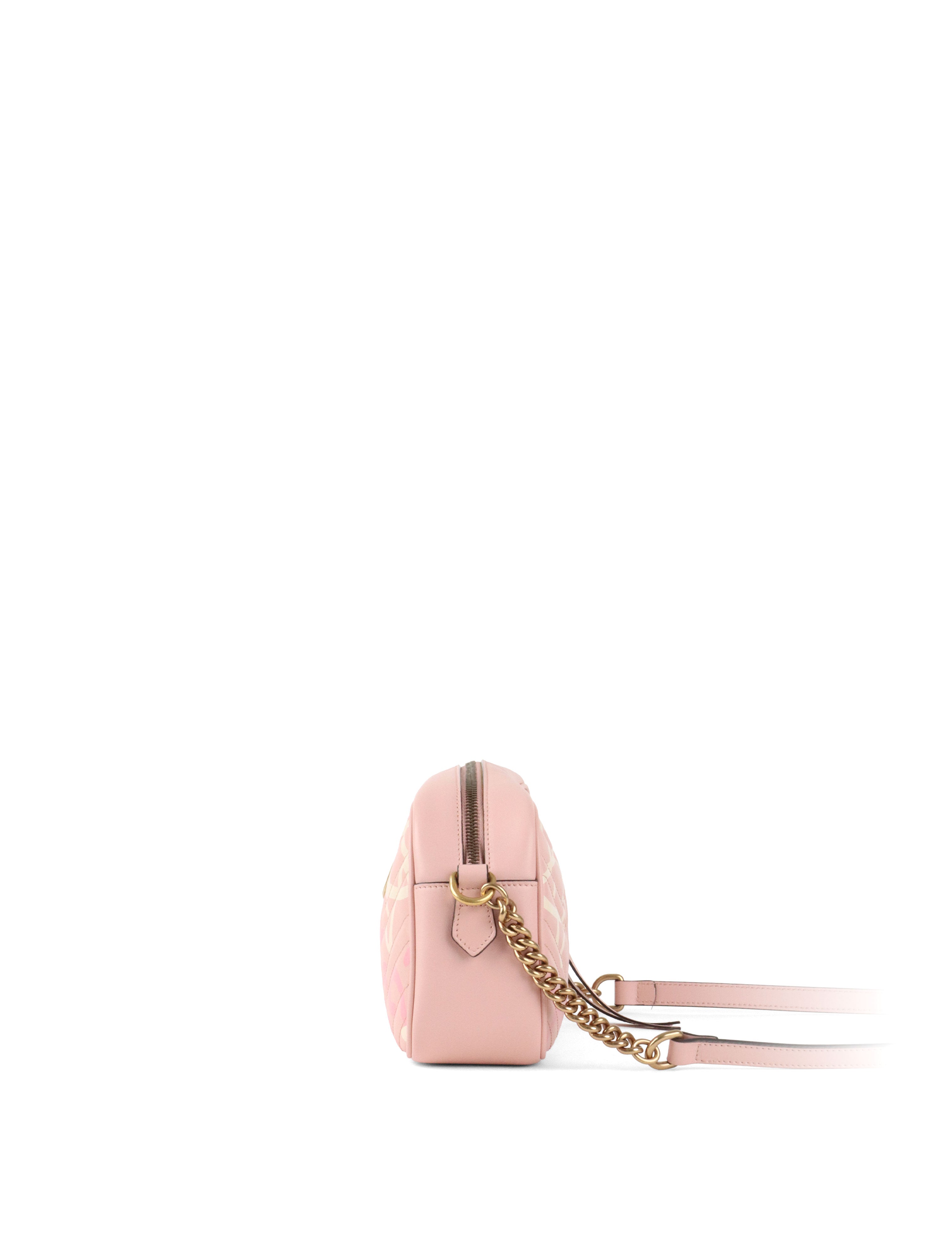 Gucci Pink Small GG Ghost Marmont Matelasse Camera Bag