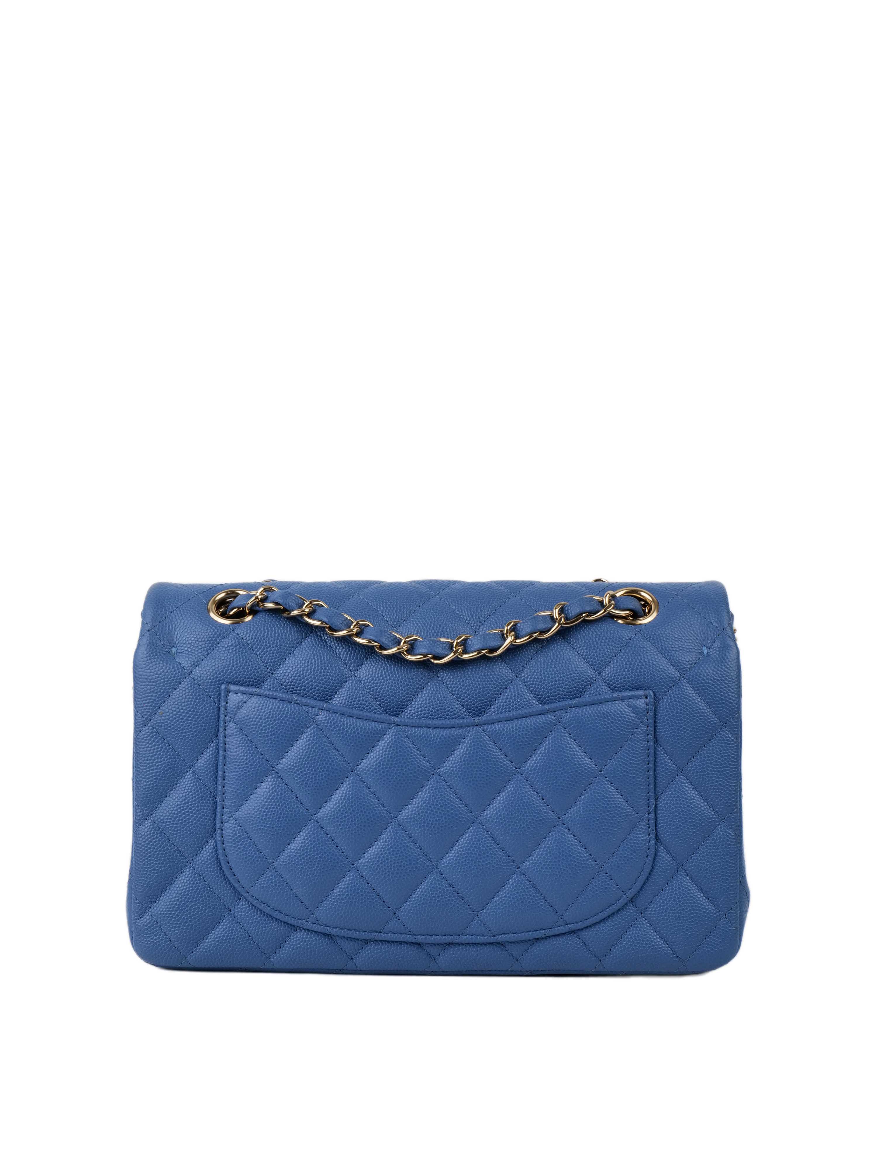 Chanel Blue Small Rectangular Caviar Classic Flap LGHW.