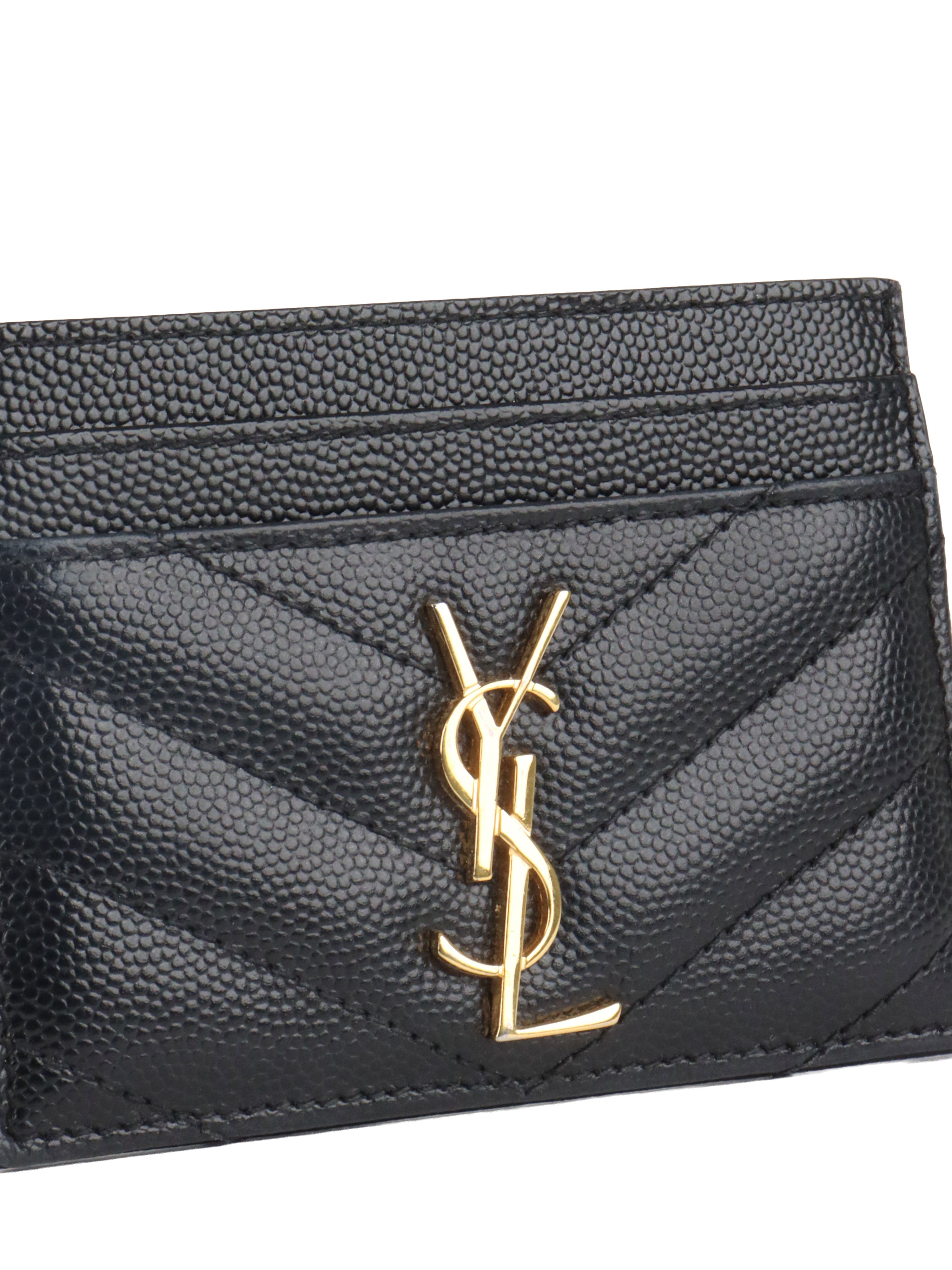 Saint Laurent Black Cassandre Matelasse Card Holder