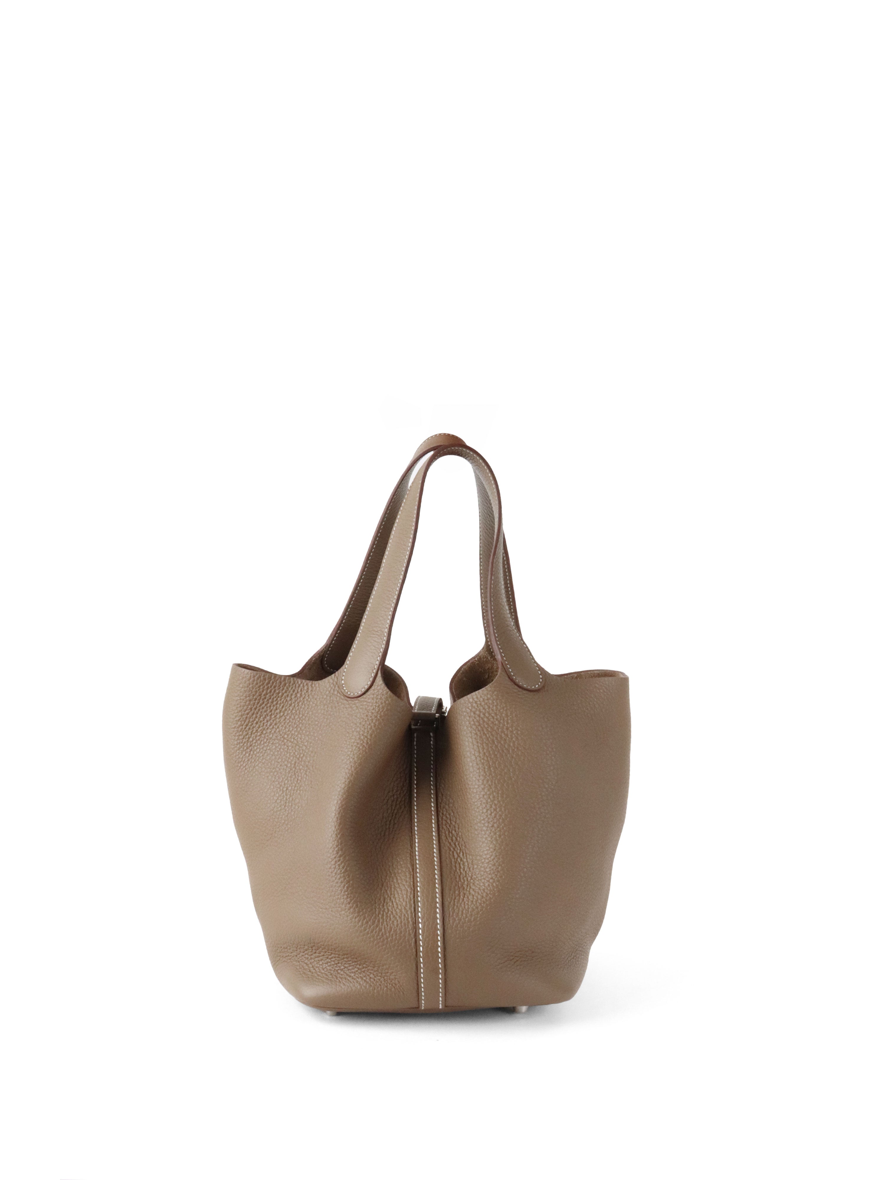 Hermes Etoupe Picotin 22 Bag PHW Stamp Z