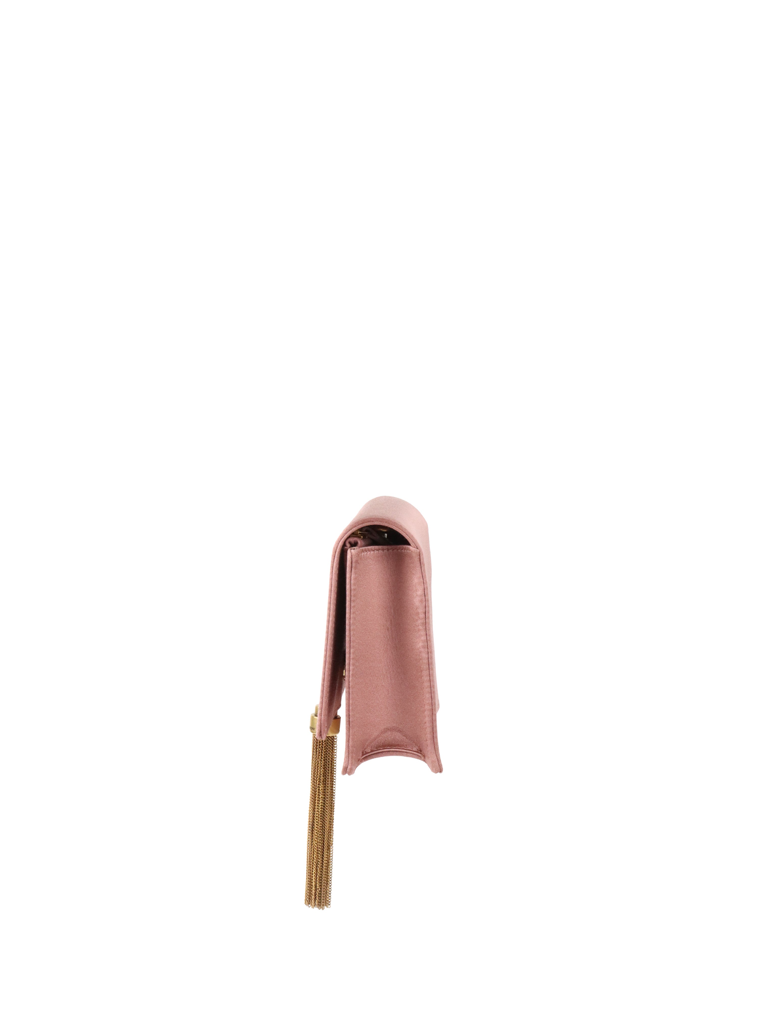 Saint Laurent Pink Satin Small Kate Tassel Bag GHW