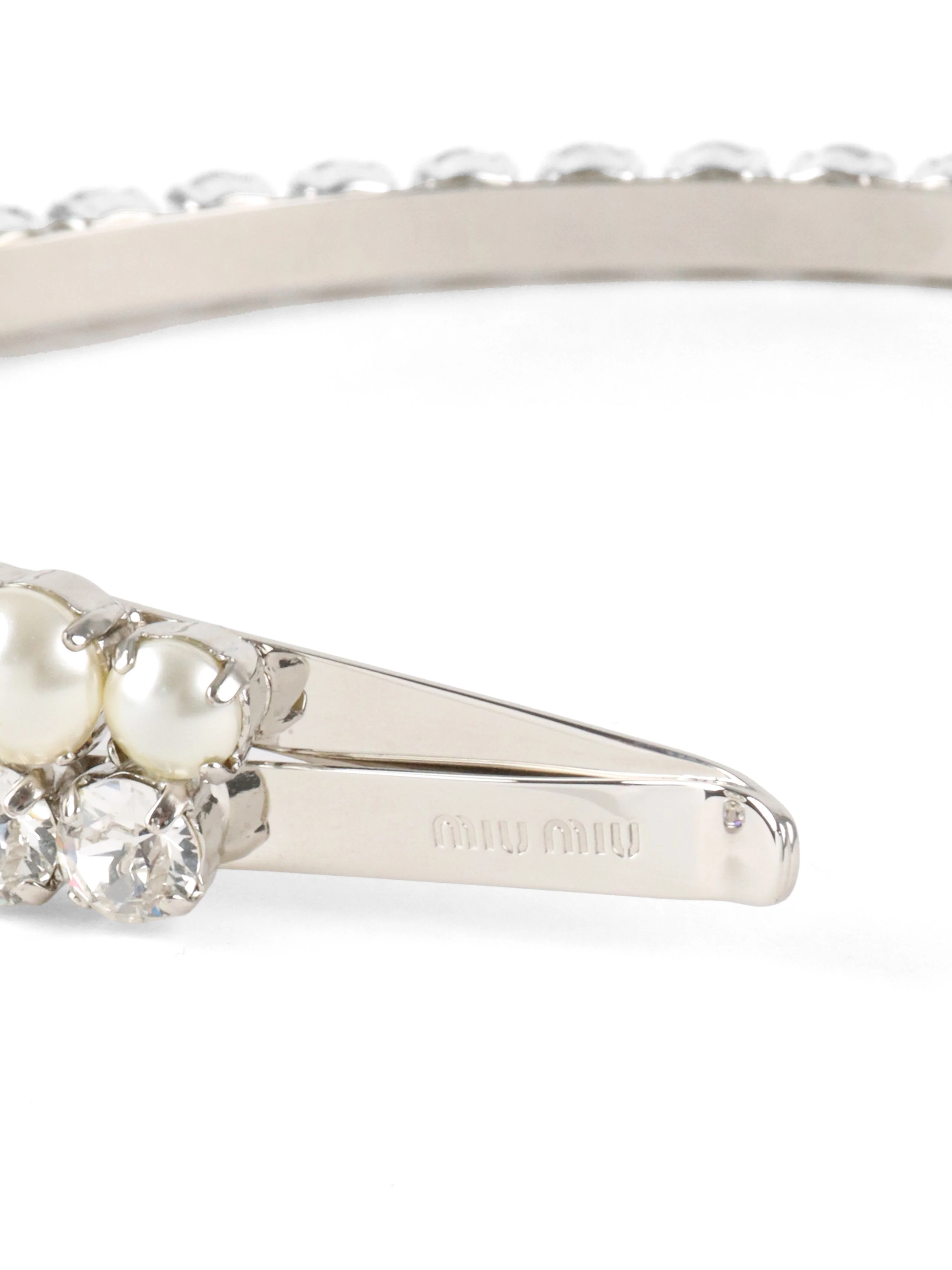 Miu Miu Resin Pearl and Crystal Double Headband