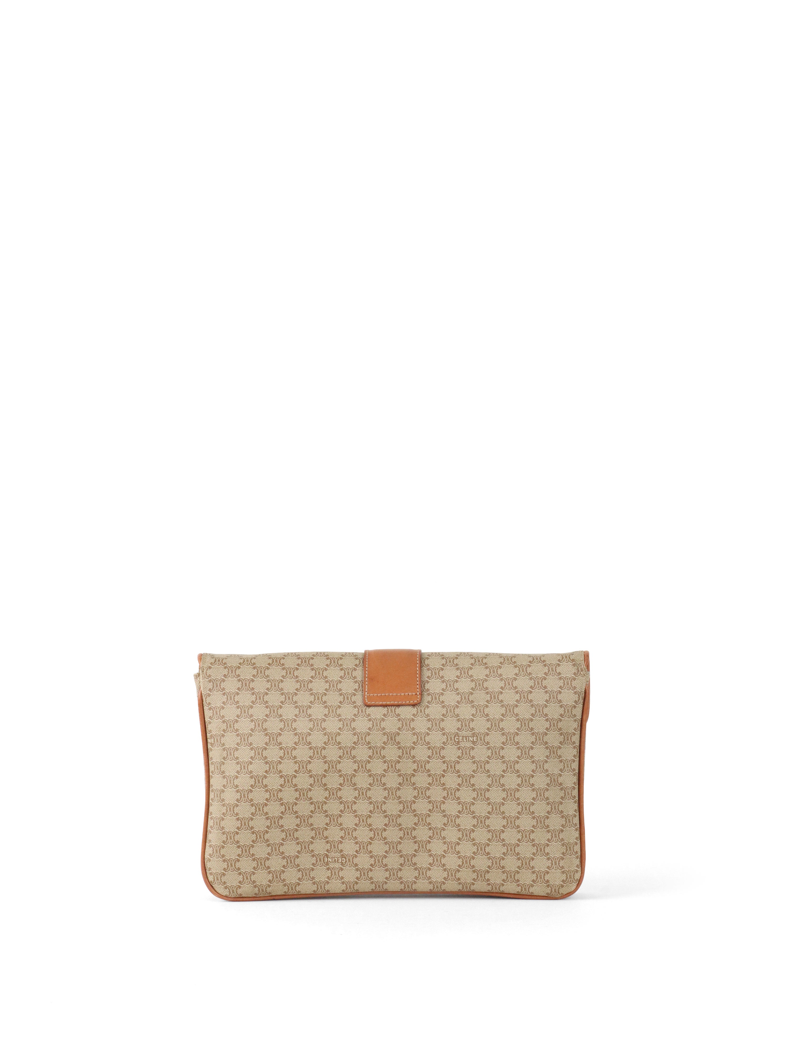 Celine Vintage Macadam Pattern Coated Canvas Clutch Bag