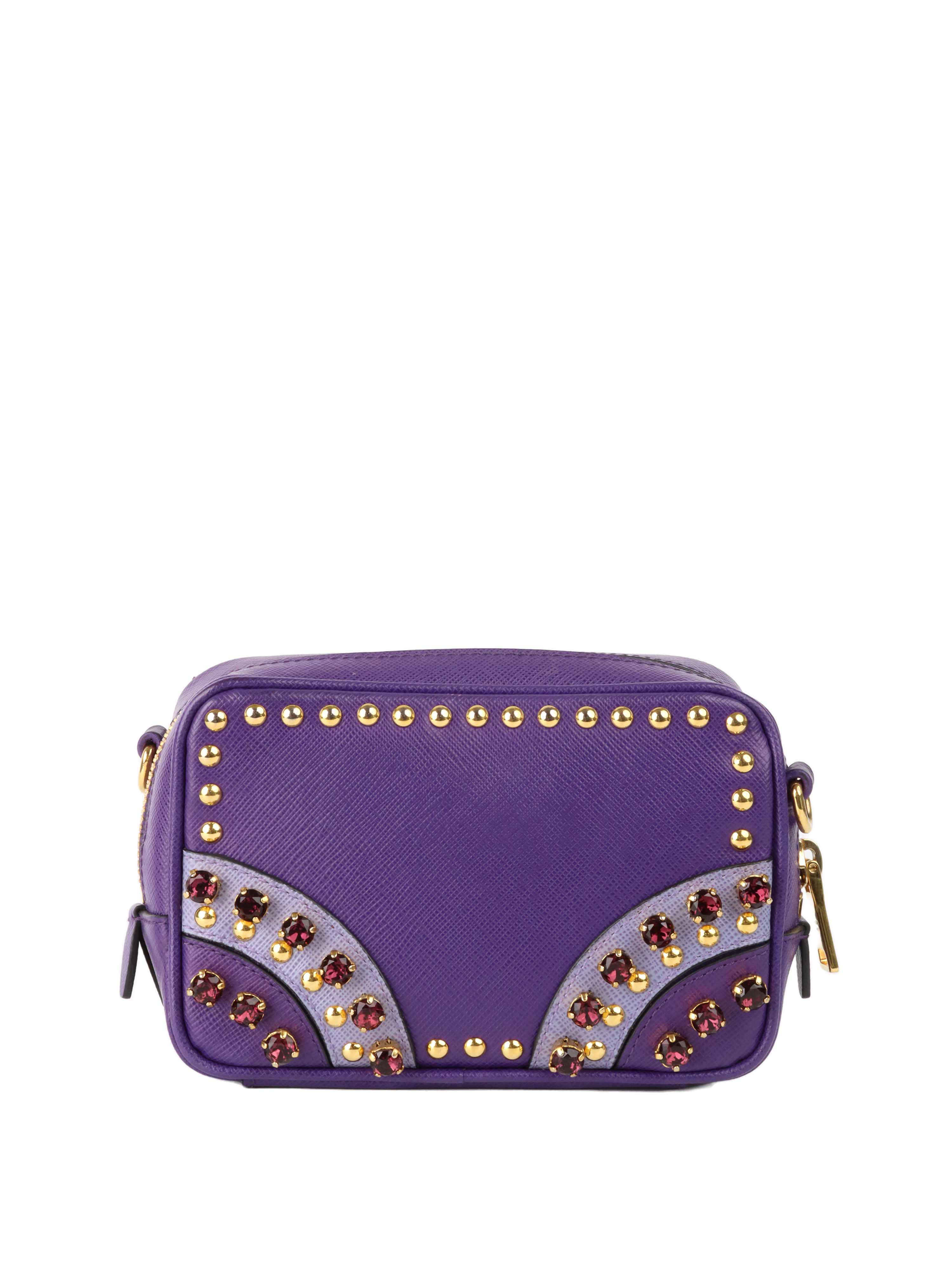 Prada Small Purple Saffiano Crossbody Bag.