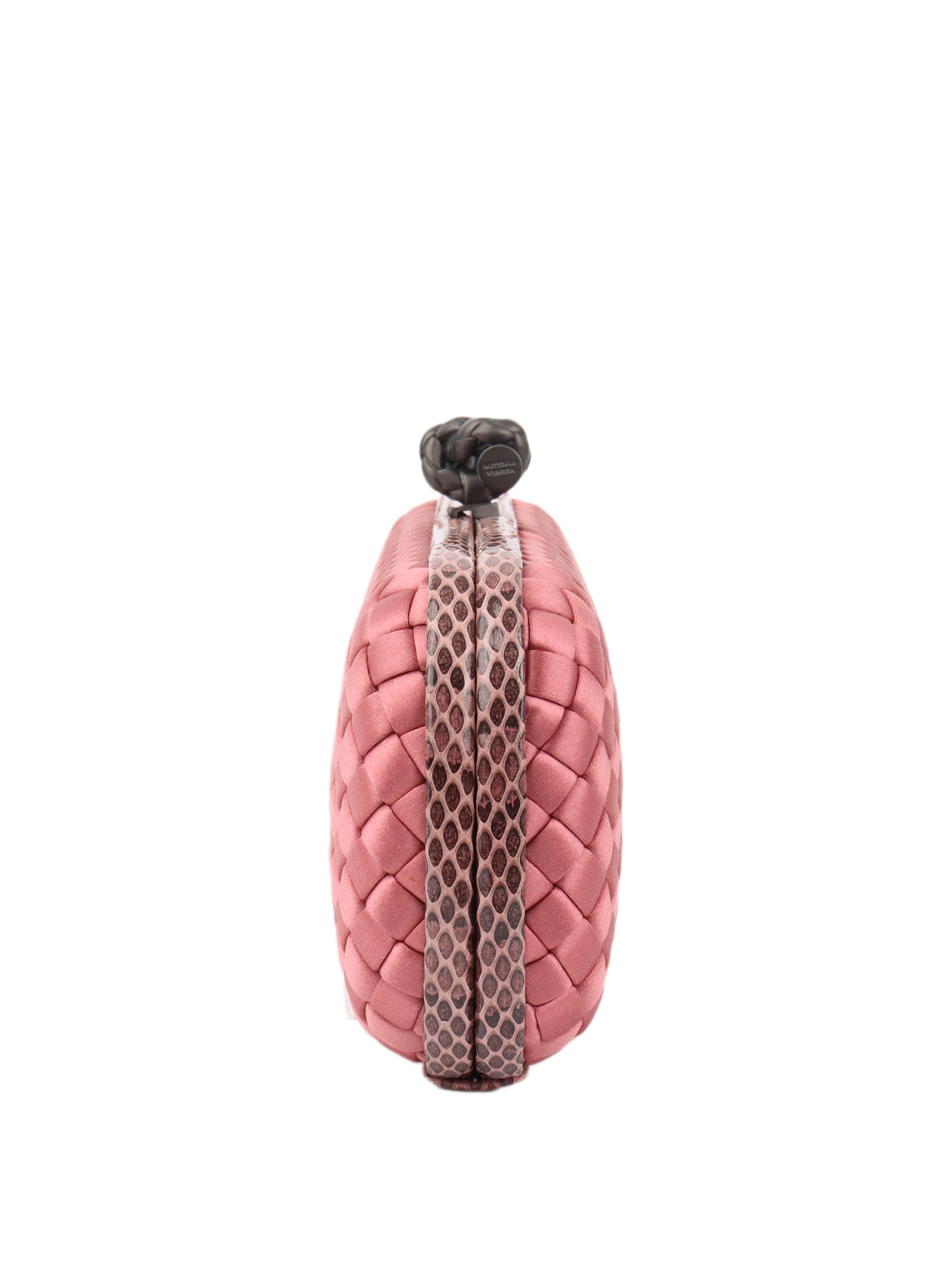 Bottega Veneta Pink Intrecciato Long Clutch.