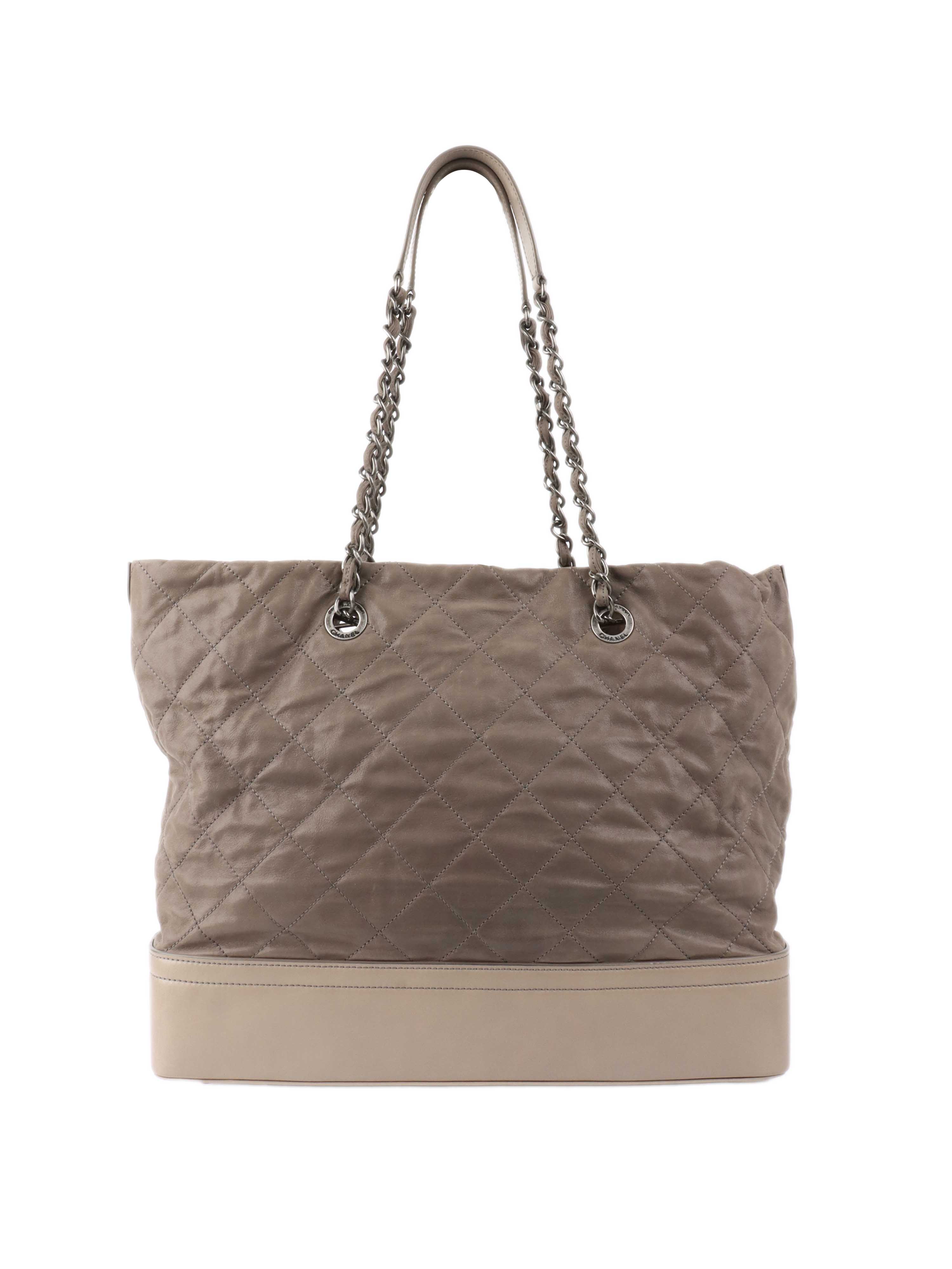 Chanel Grey Quilted Calfskin Tote.