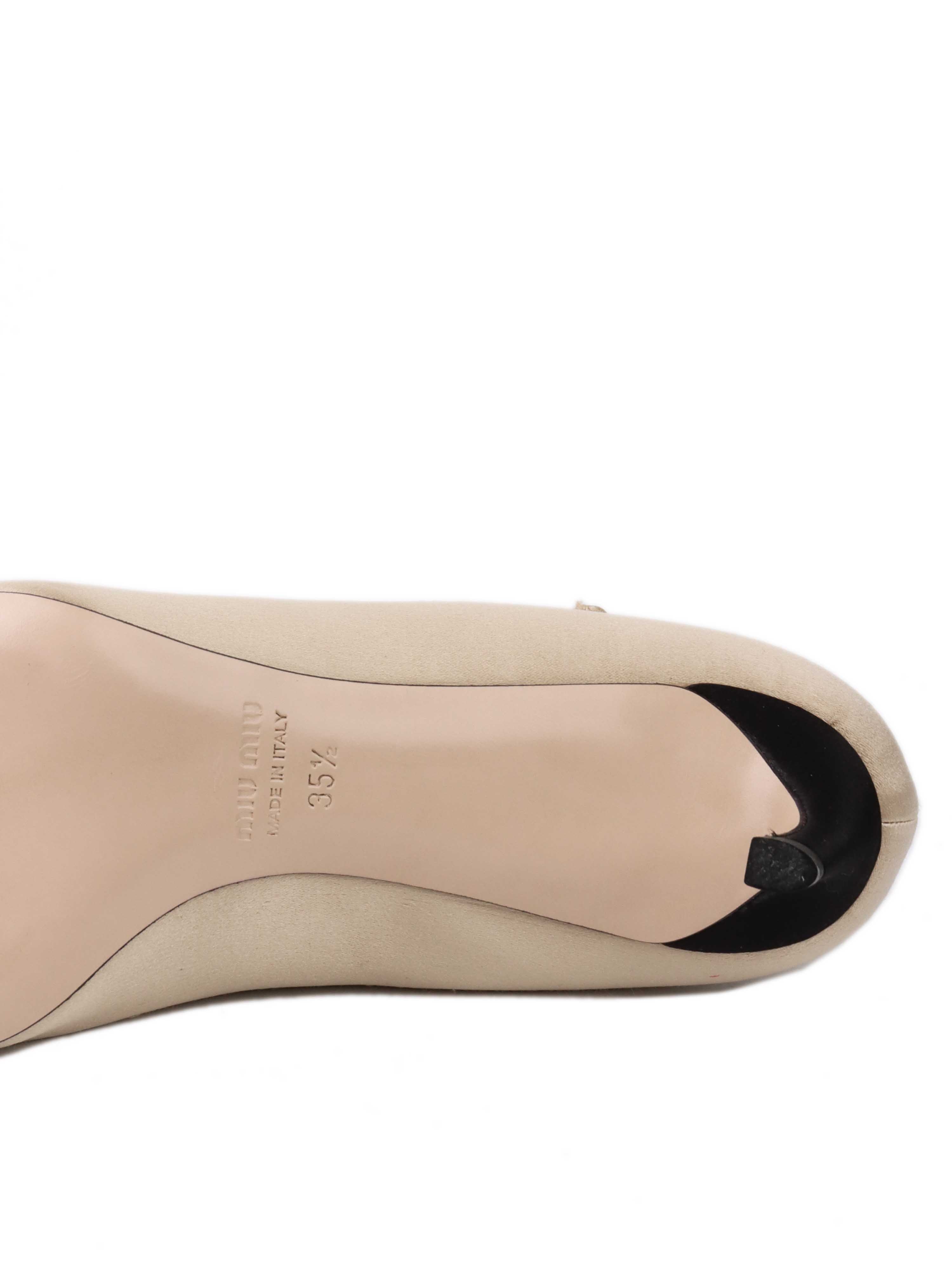 Miu Miu Champagne  Black Heels with Crystals 35.5.
