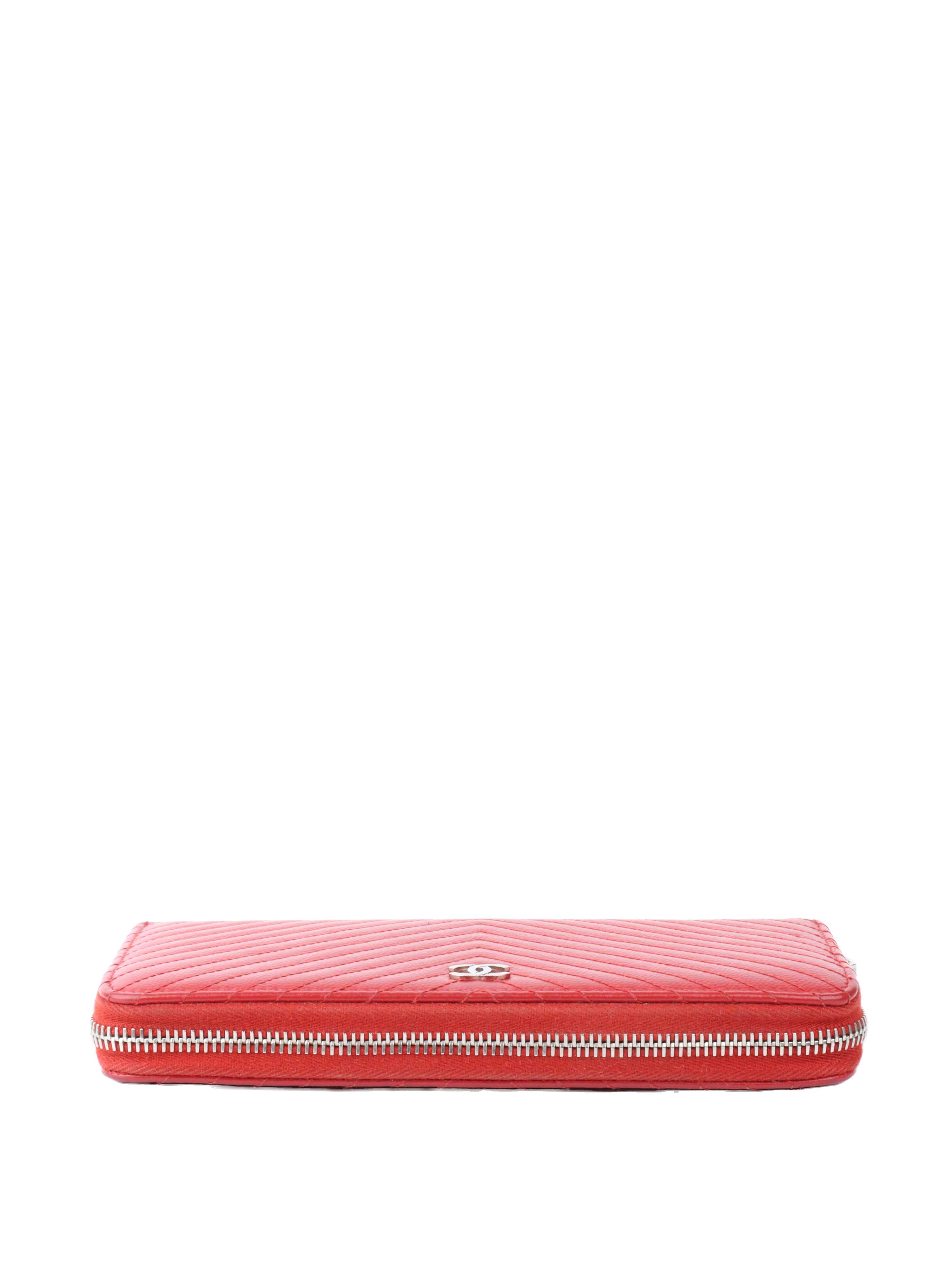 Chanel Red Caviar Zip Around Wallet.