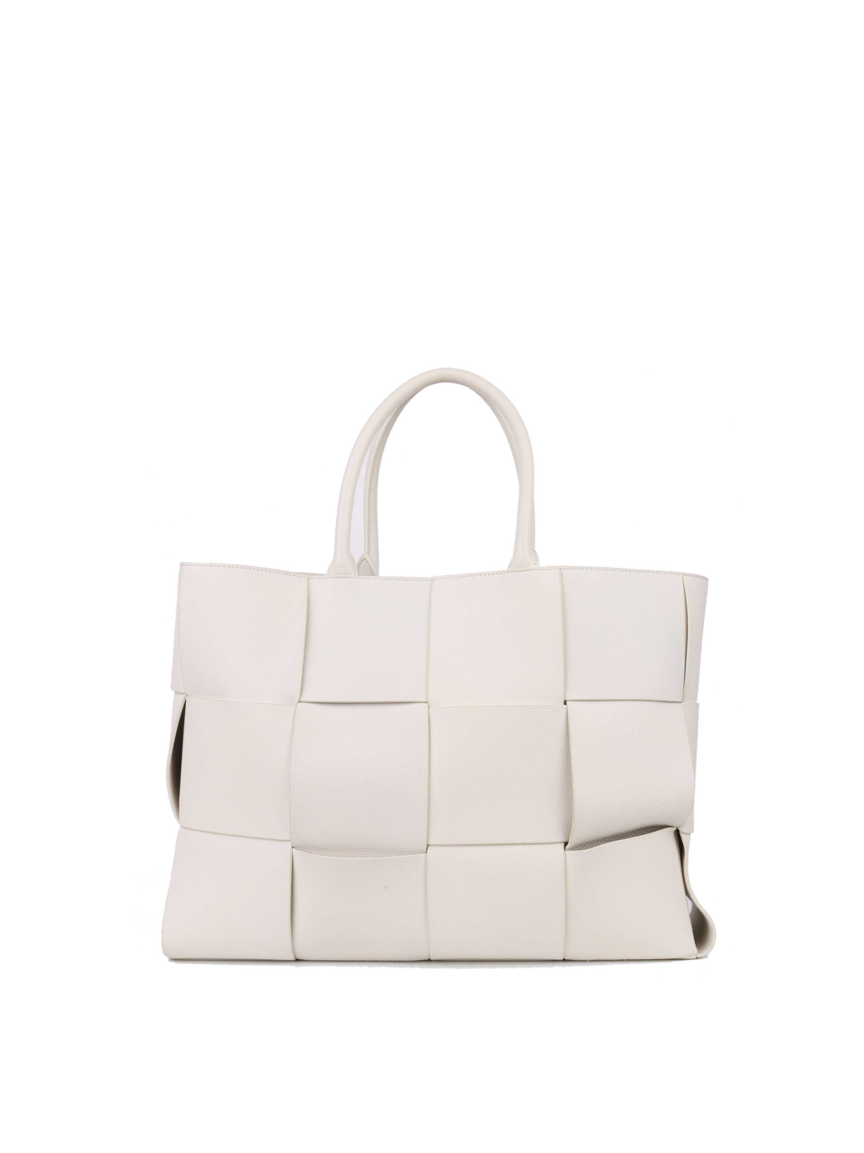 Bottega Veneta White Arco Large Leather Tote Bag.