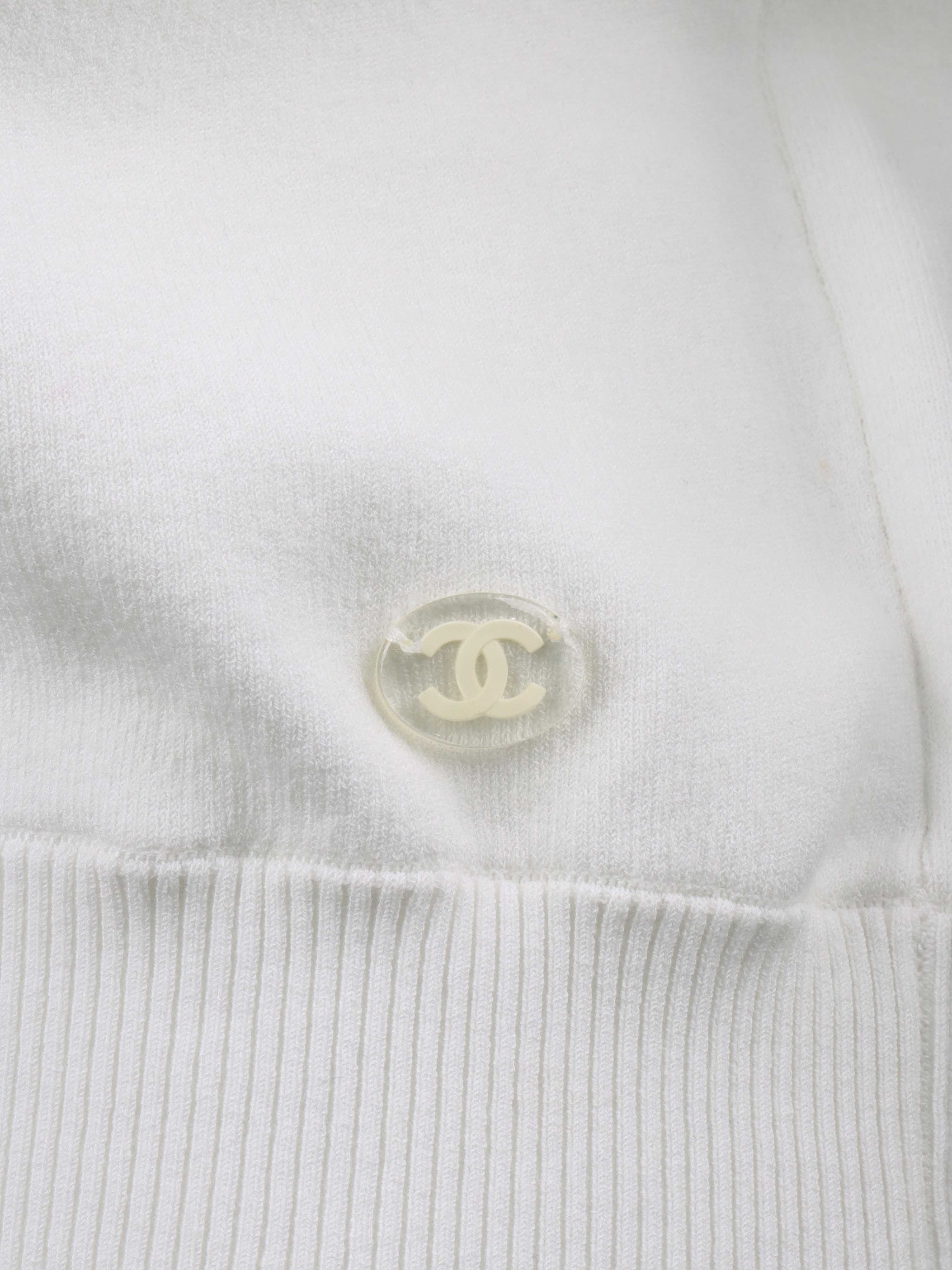 Chanel White Bubble Short Sleeve Top.