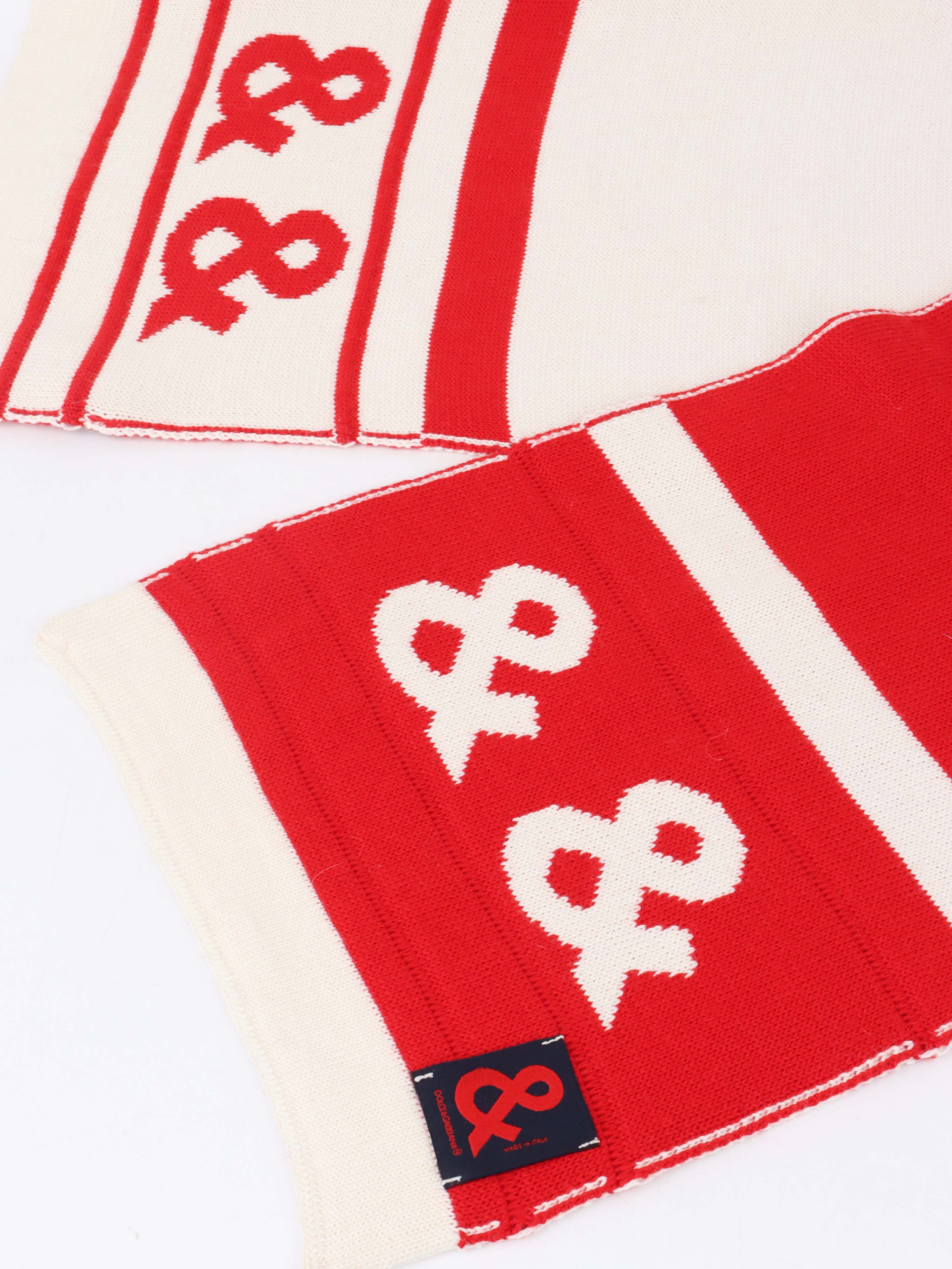 Dolce  Gabbana Red and White Scarf.