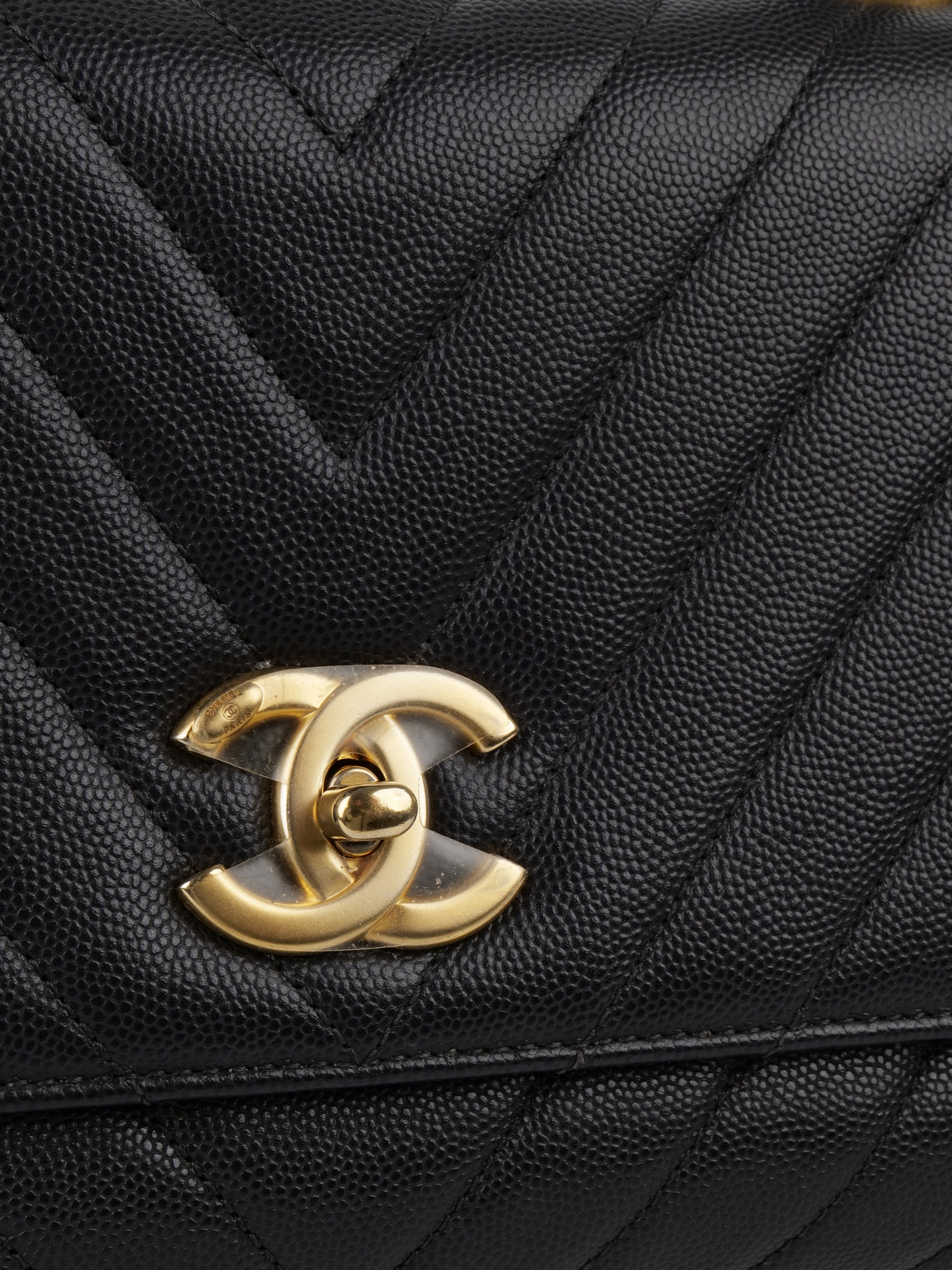 Chanel Medium Dark Grey Coco Handle GHW.