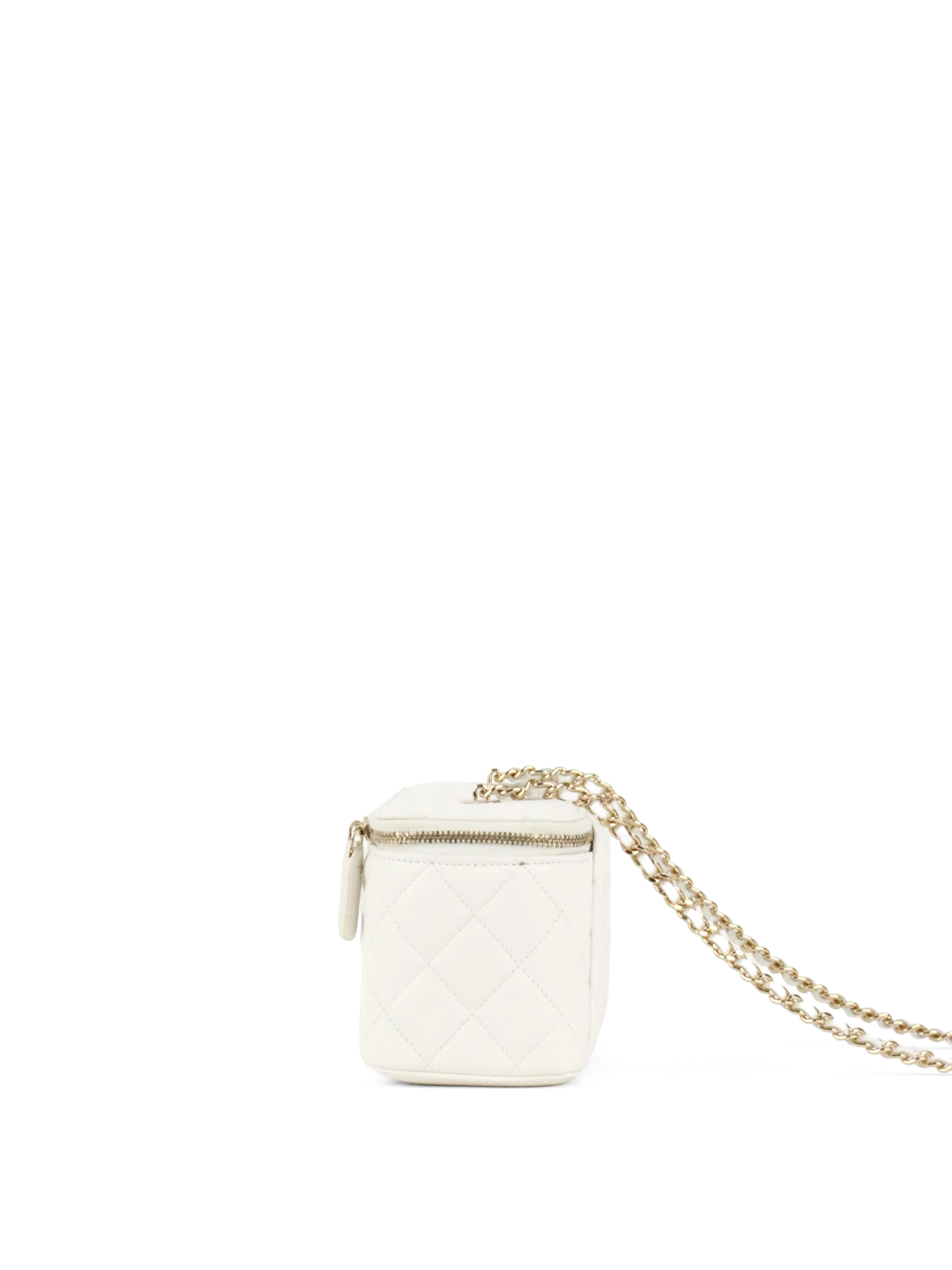 Chanel White Caviar Vanity Case