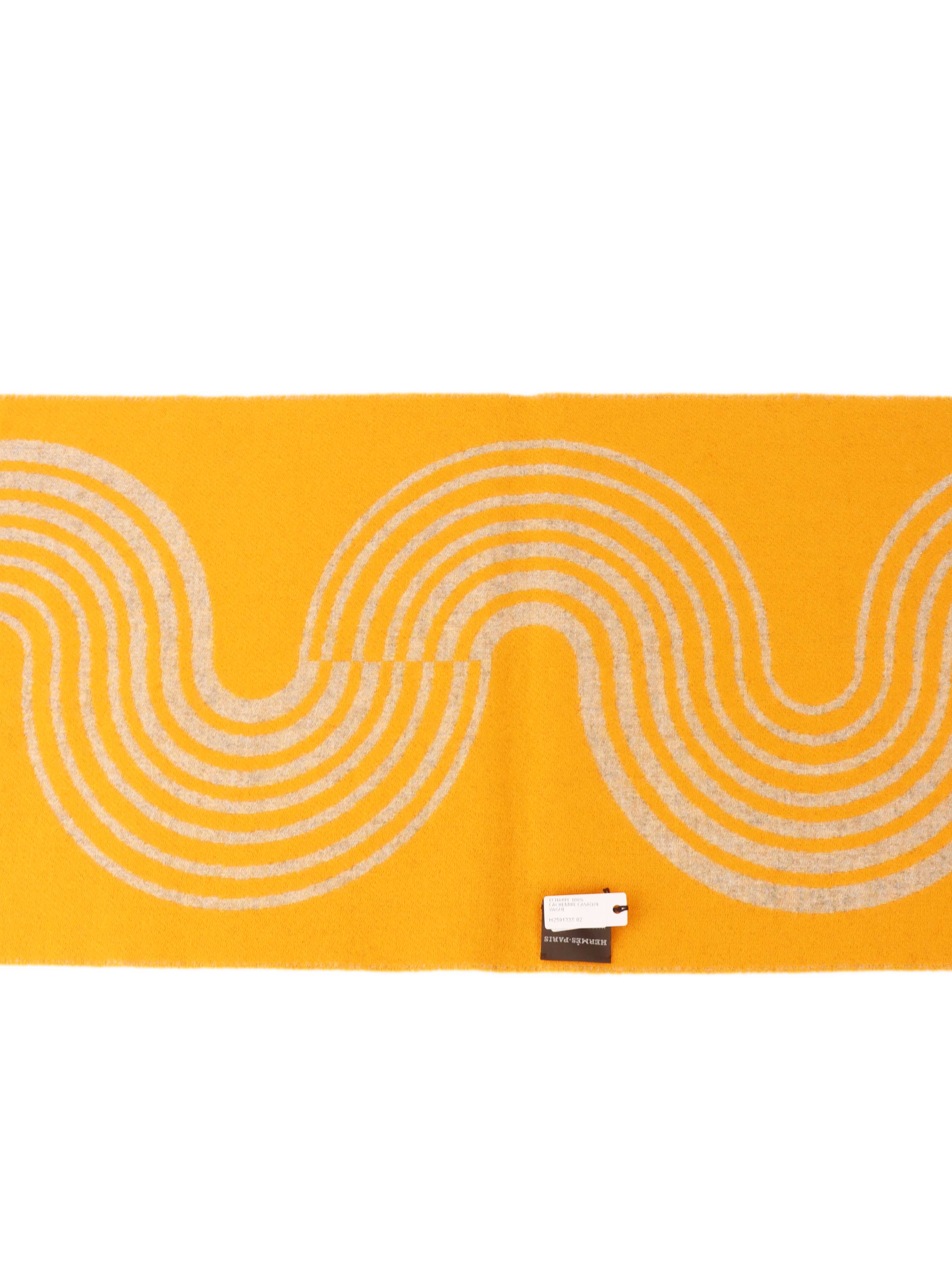Hermes Yellow  Beige Cashmere Scarf.