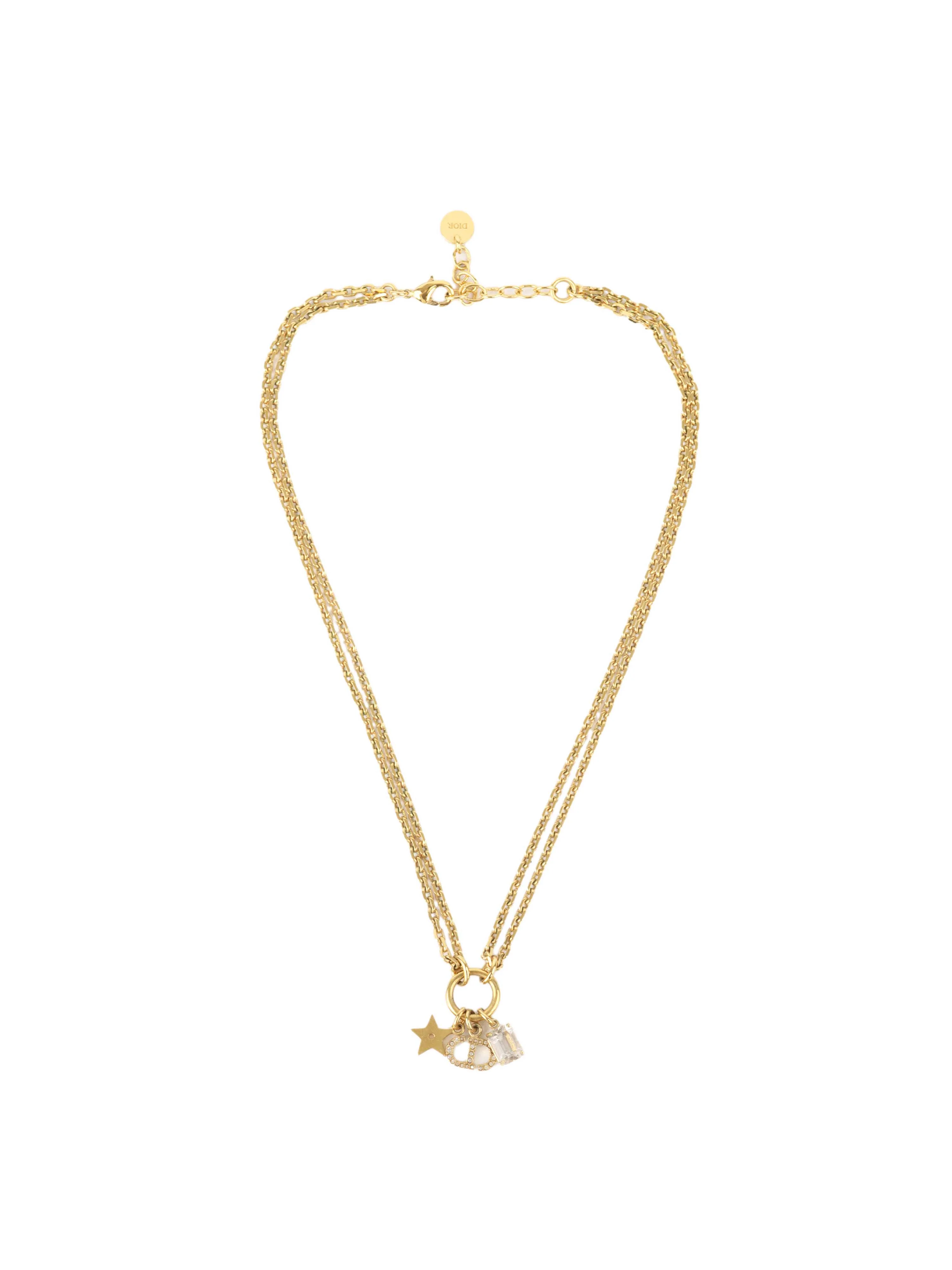 Dior CD Gold chain with Crystal Charm Choker