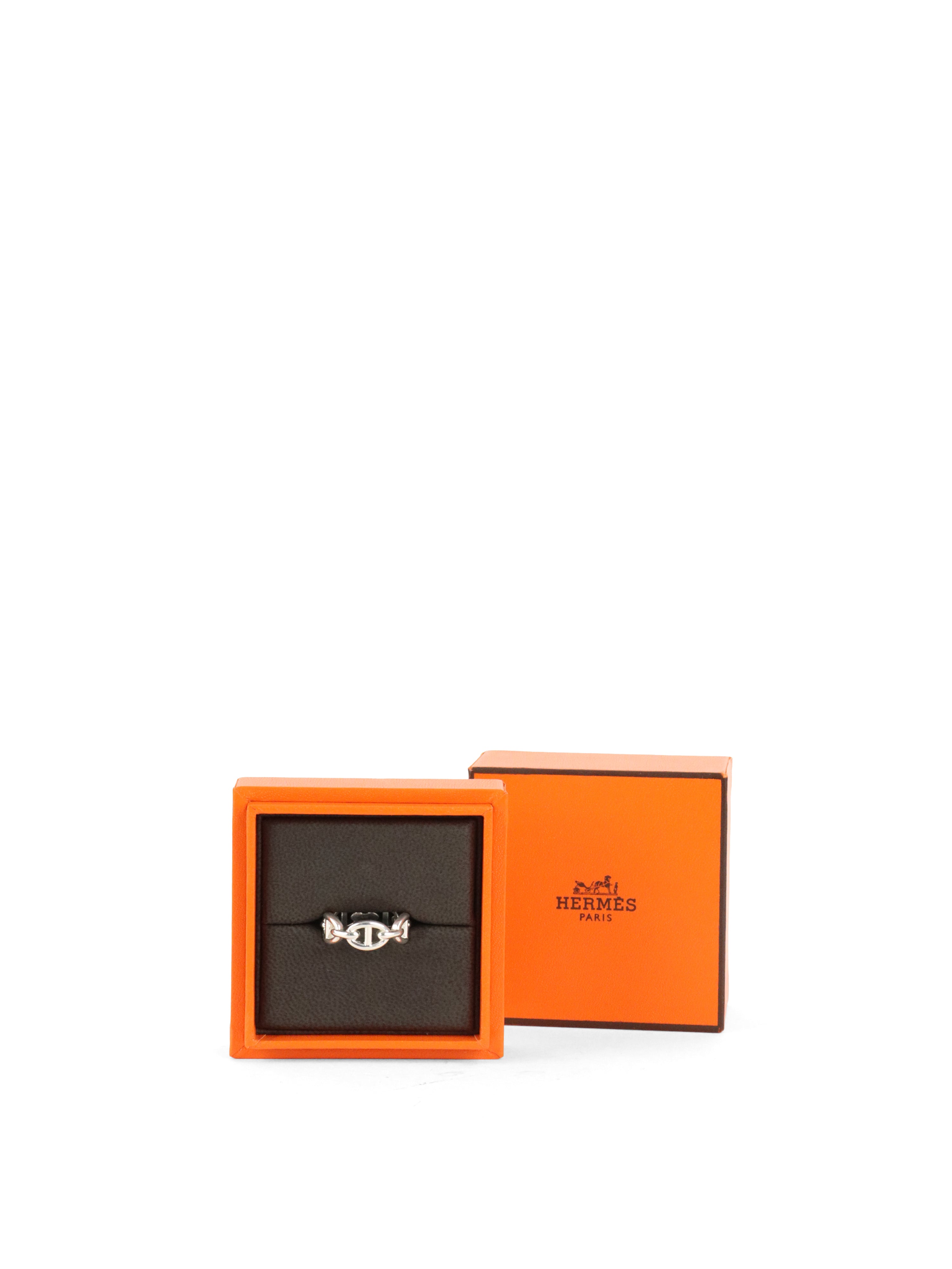Hermes Silver Chaine DAncre Enchainee Ring, Small Model