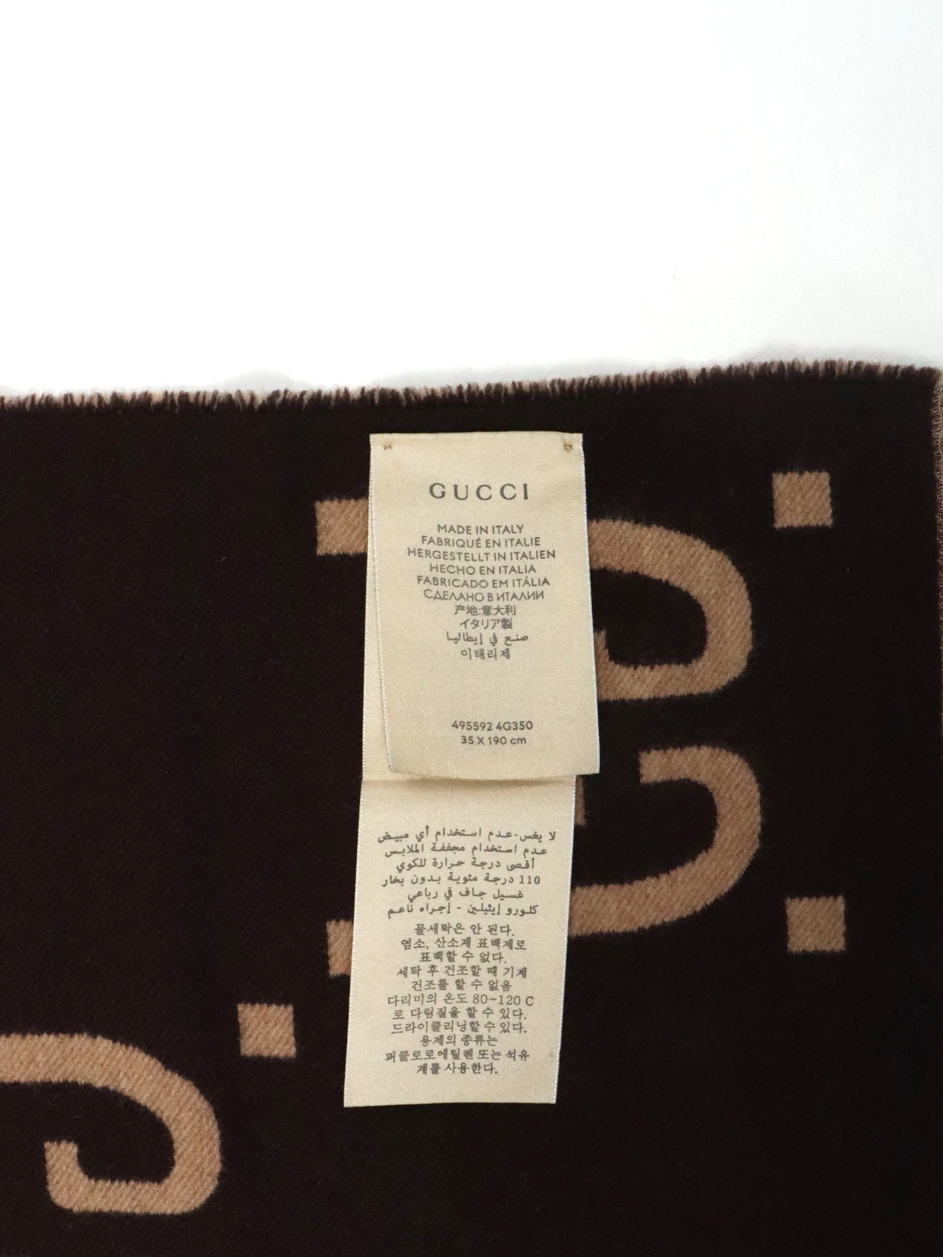 Gucci Brown Wool GG Jacquard Scarf