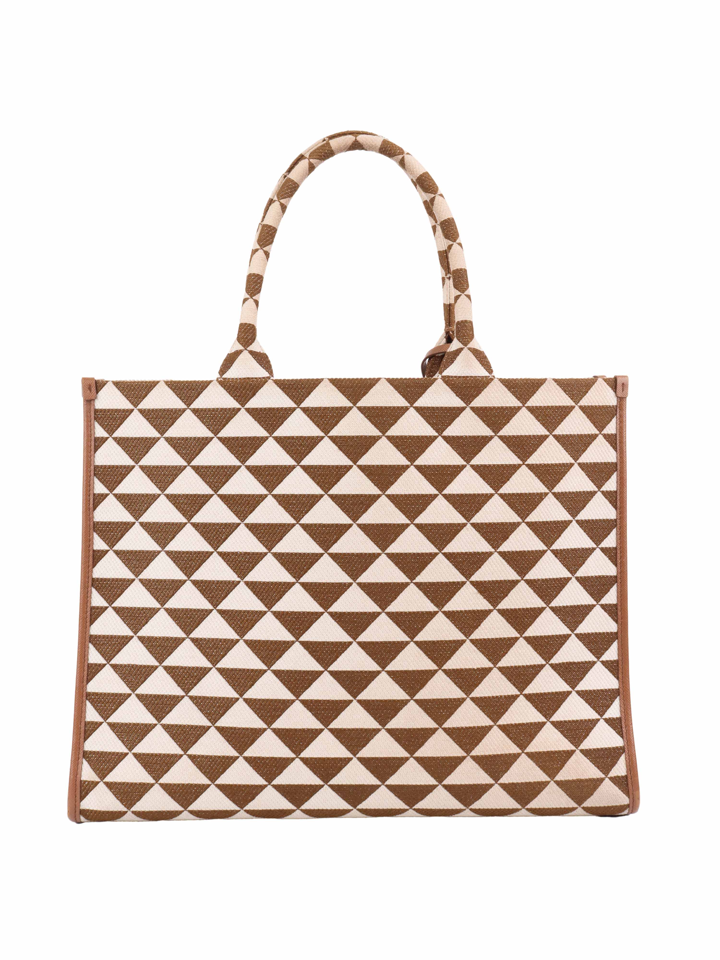 Prada Brown 
Cream Large Symbole Tote.