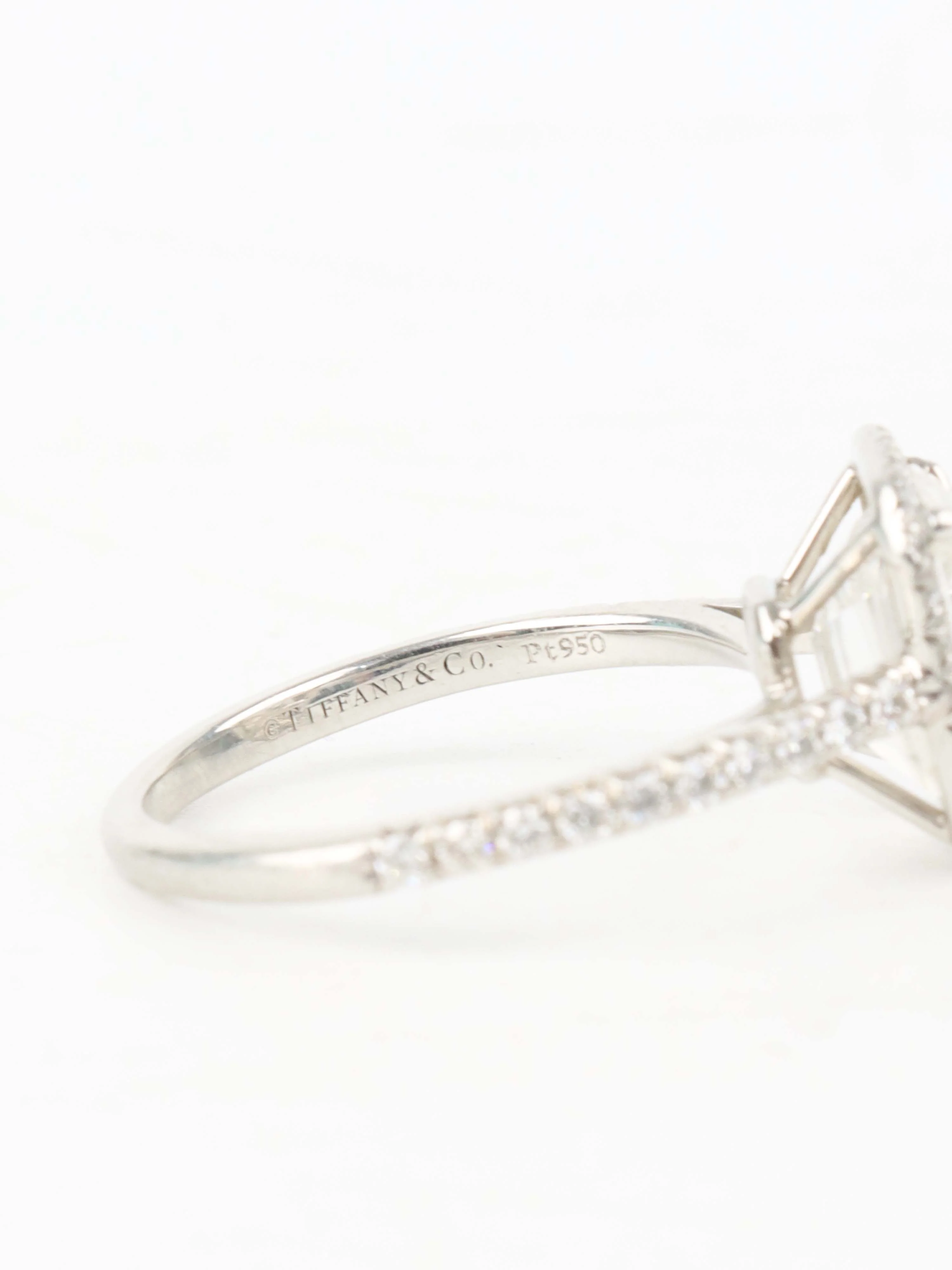 Tiffany  Co Rectangular Emerald Cut 2.08cts Diamond Ring.