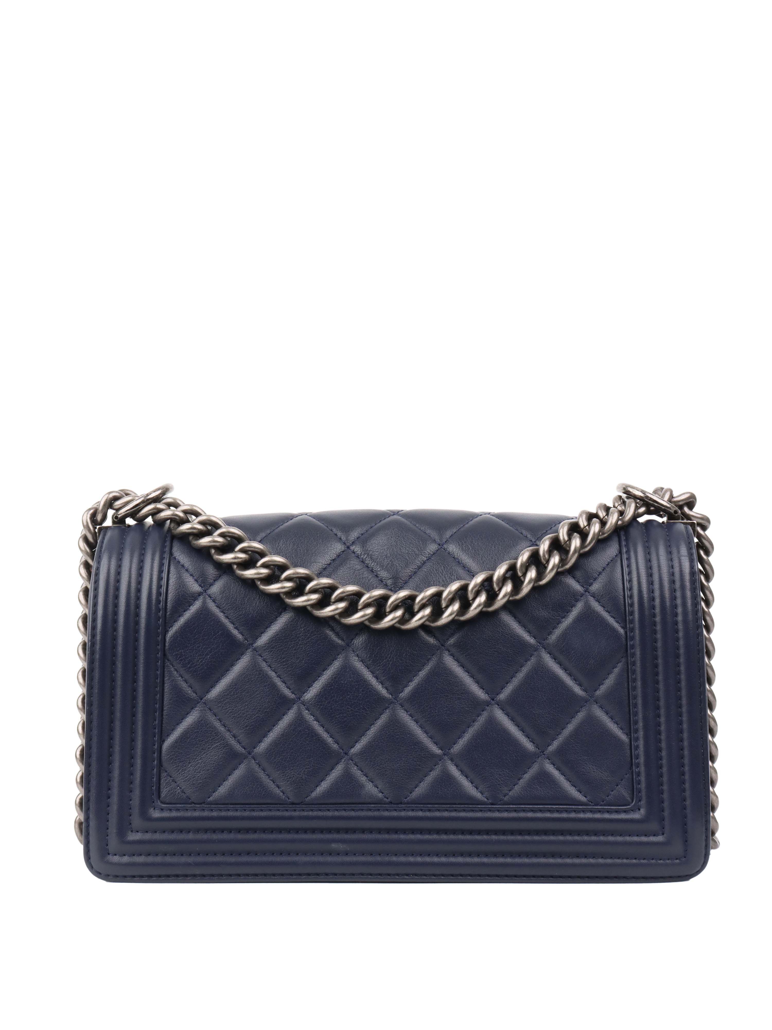 Chanel Medium Navy Boy Bag.