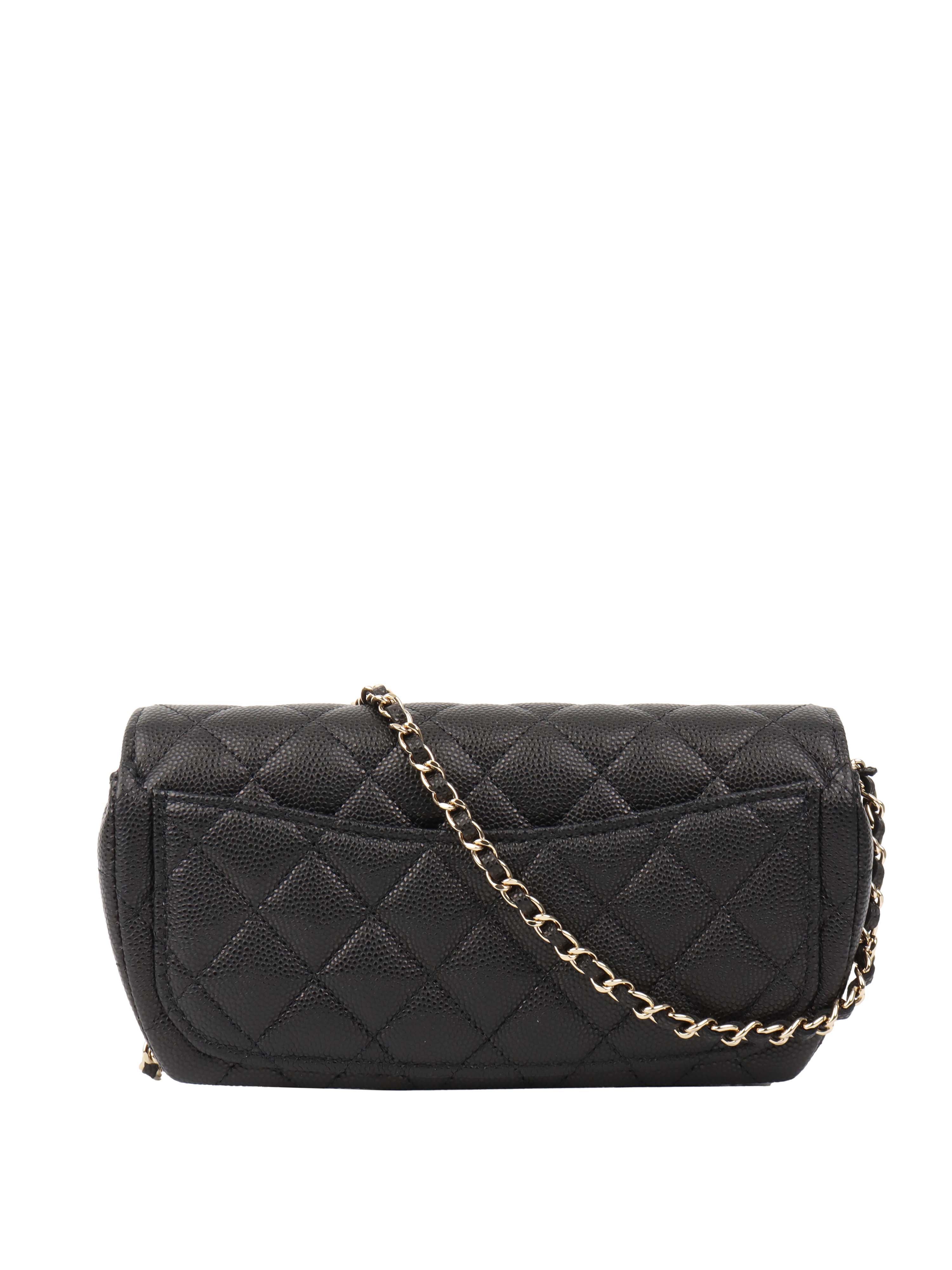 Chanel Black Caviar Glasses Case Chain Bag.