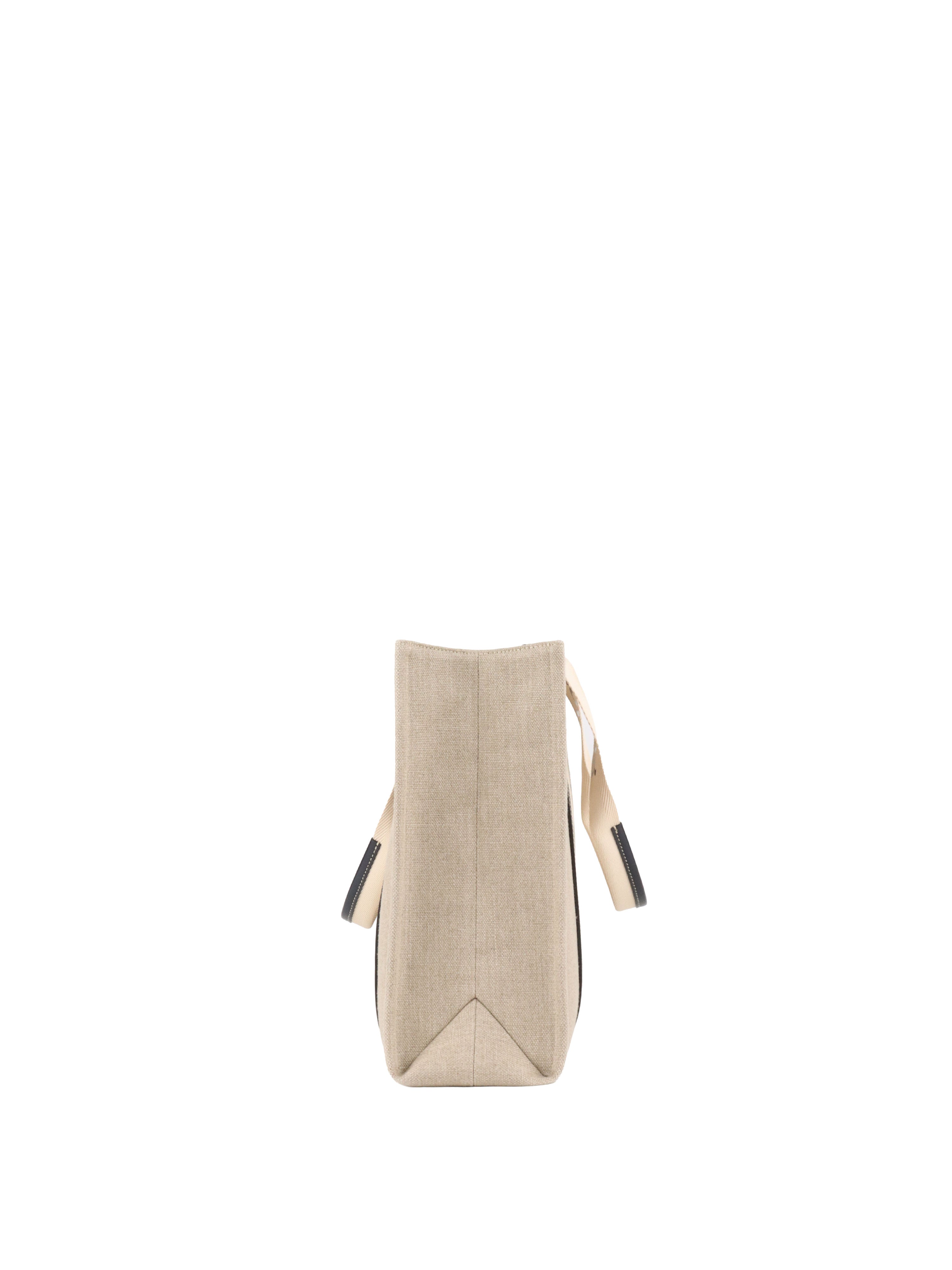 Chloe Large White  Blue Woody Tote Bag in Linen.