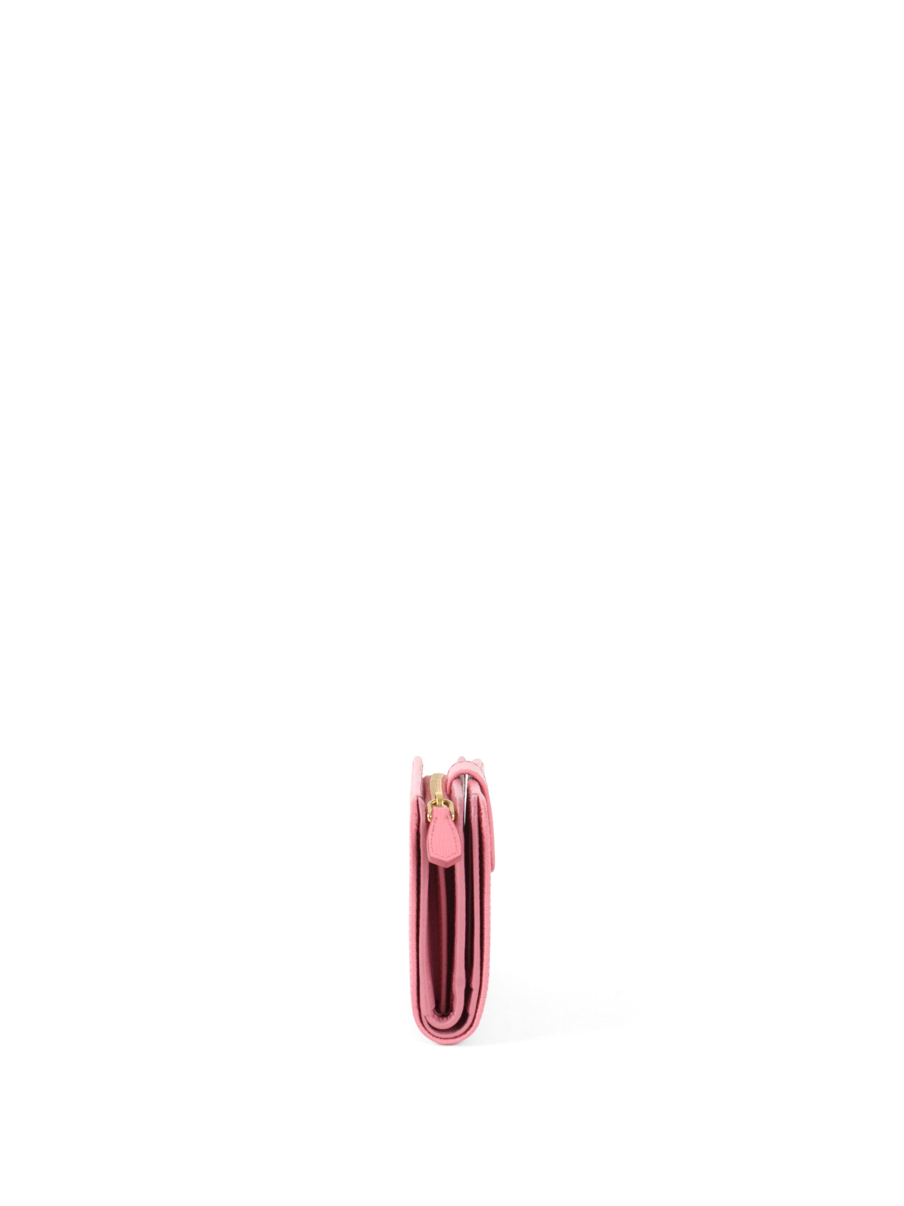 Prada Pink Zip Around Compact Wallet