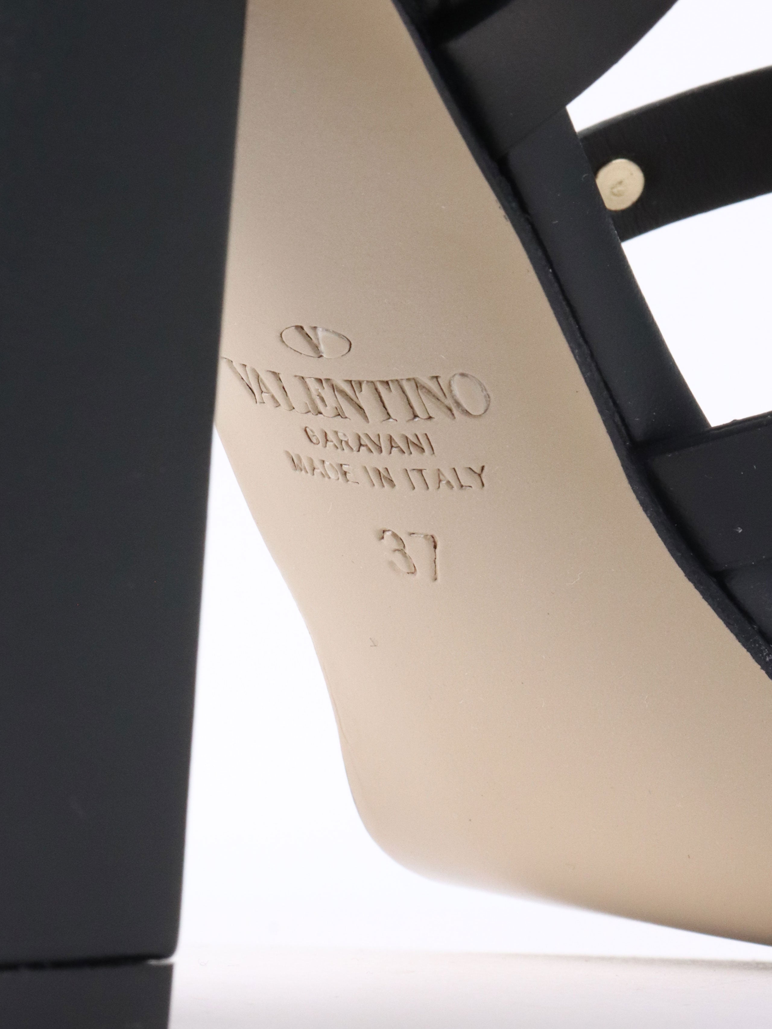 Valentino Black Rockstud Open Toe Sandals