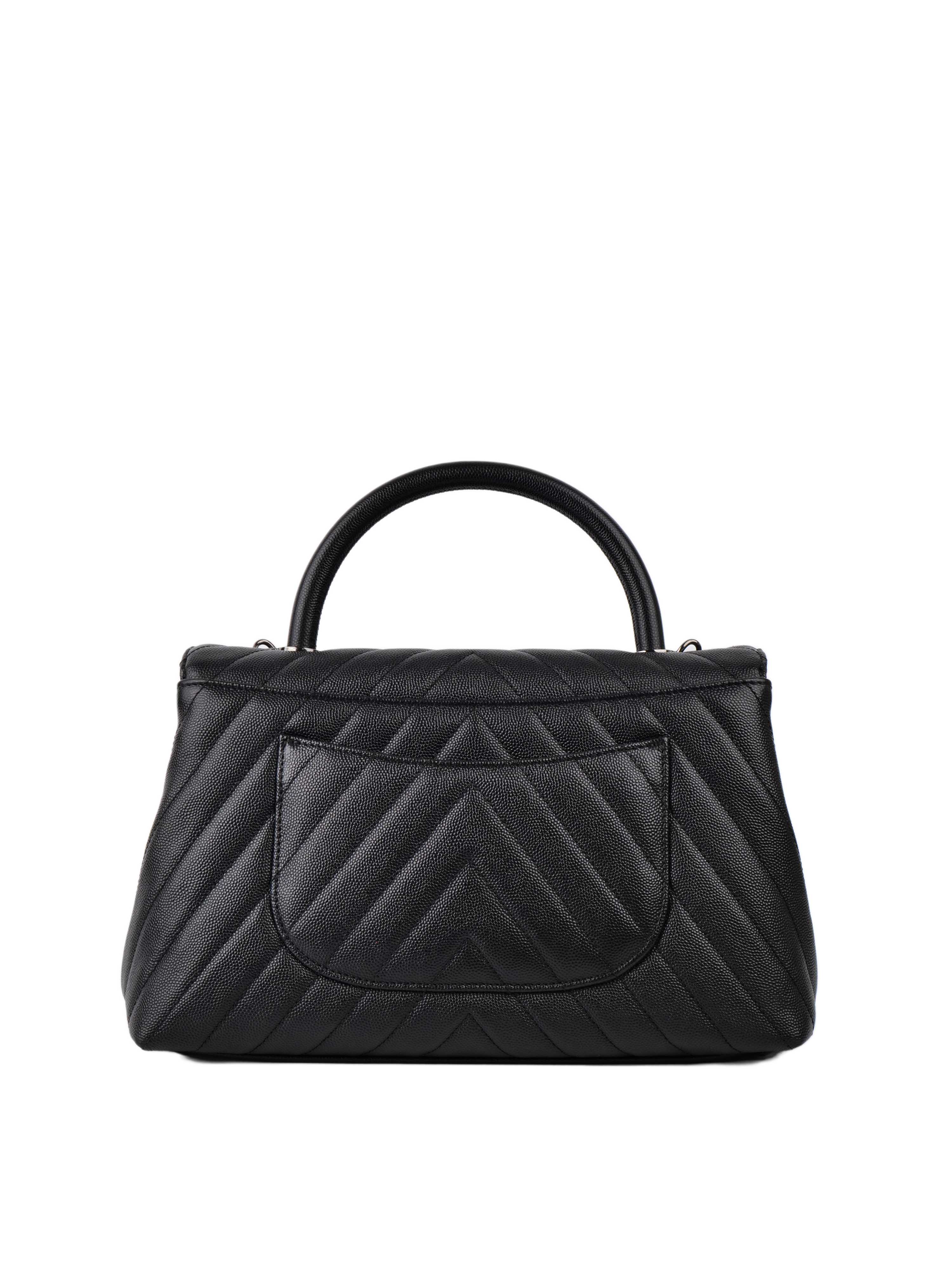 Chanel Medium Chevron So Black Coco Handle.