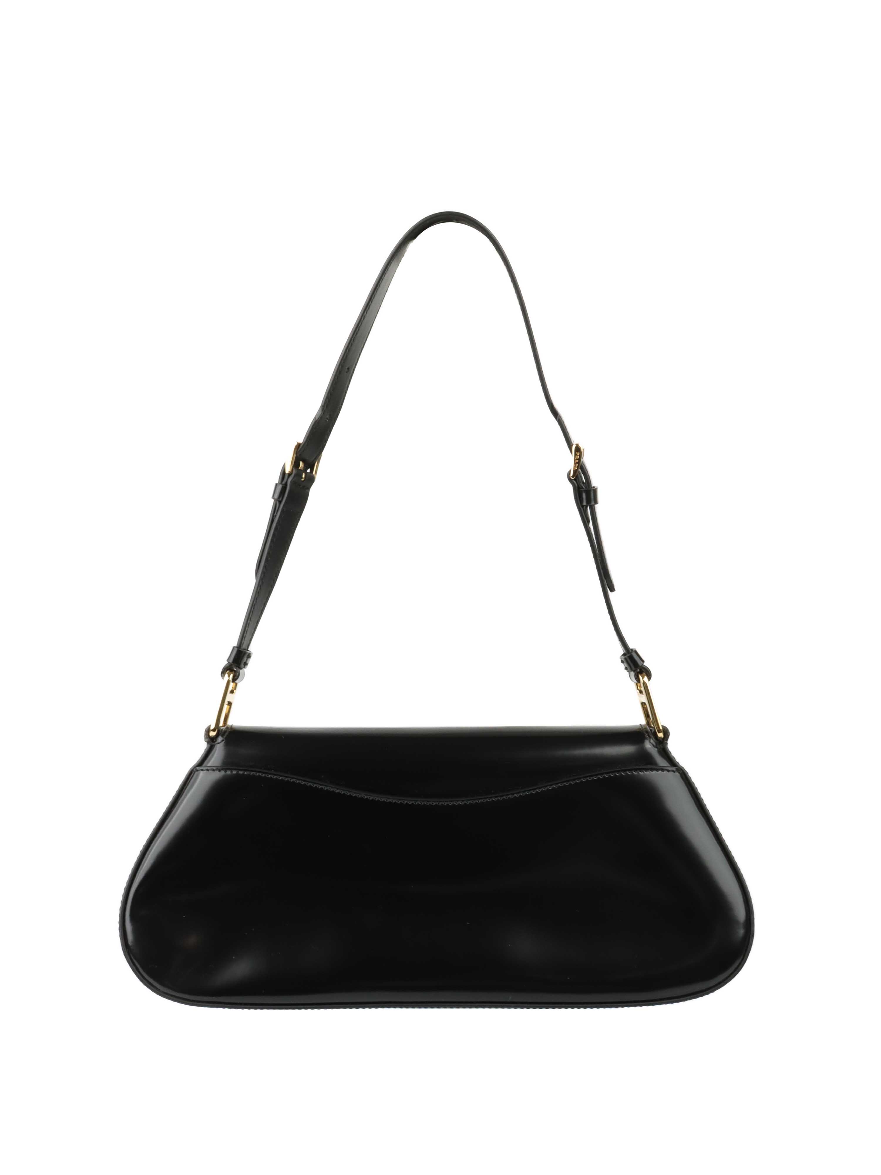 Prada Black Leather Shoulder Bag.