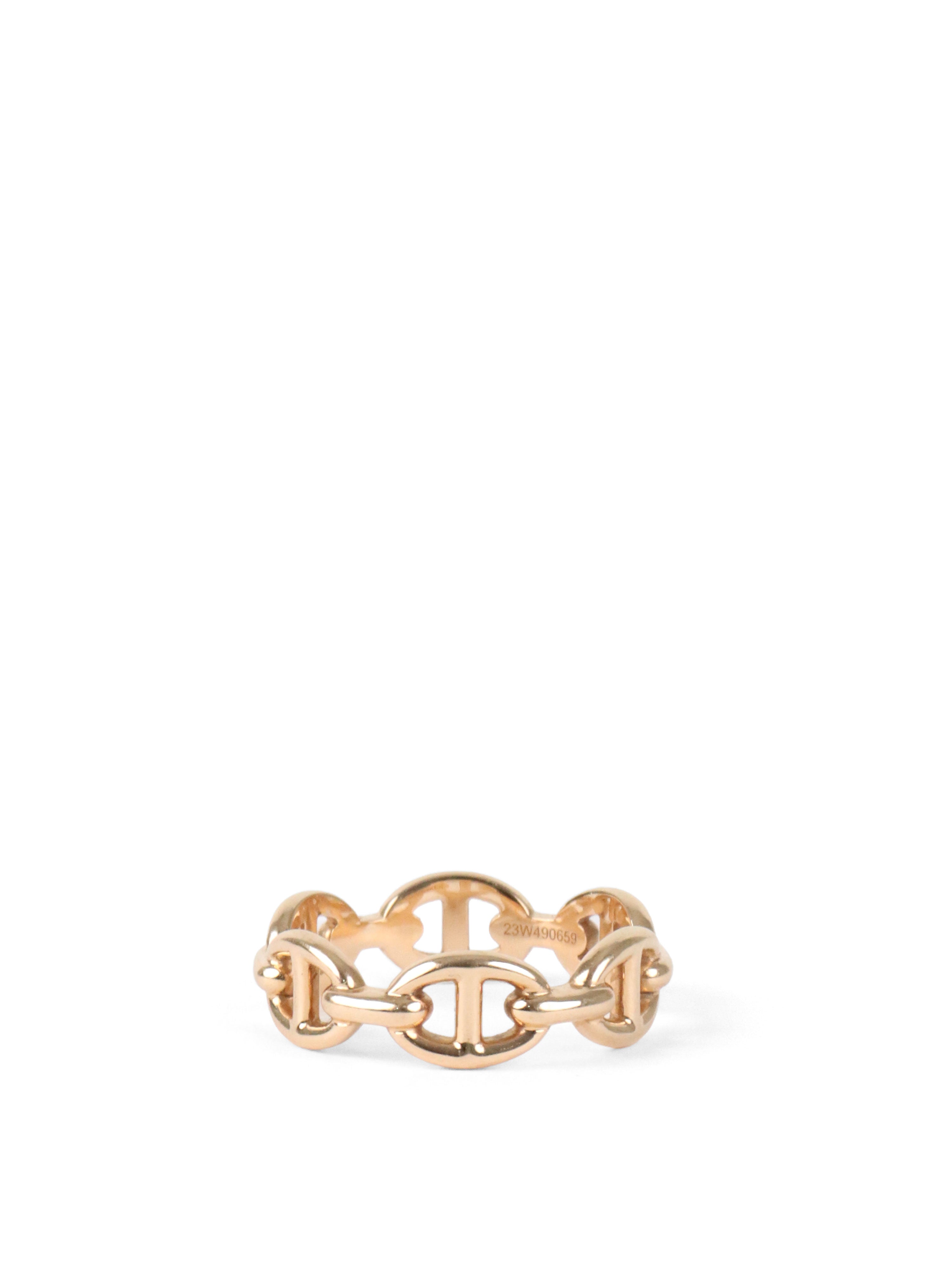 Hermes Rose Gold Chaine DAncre Enchainee Ring, Small Model