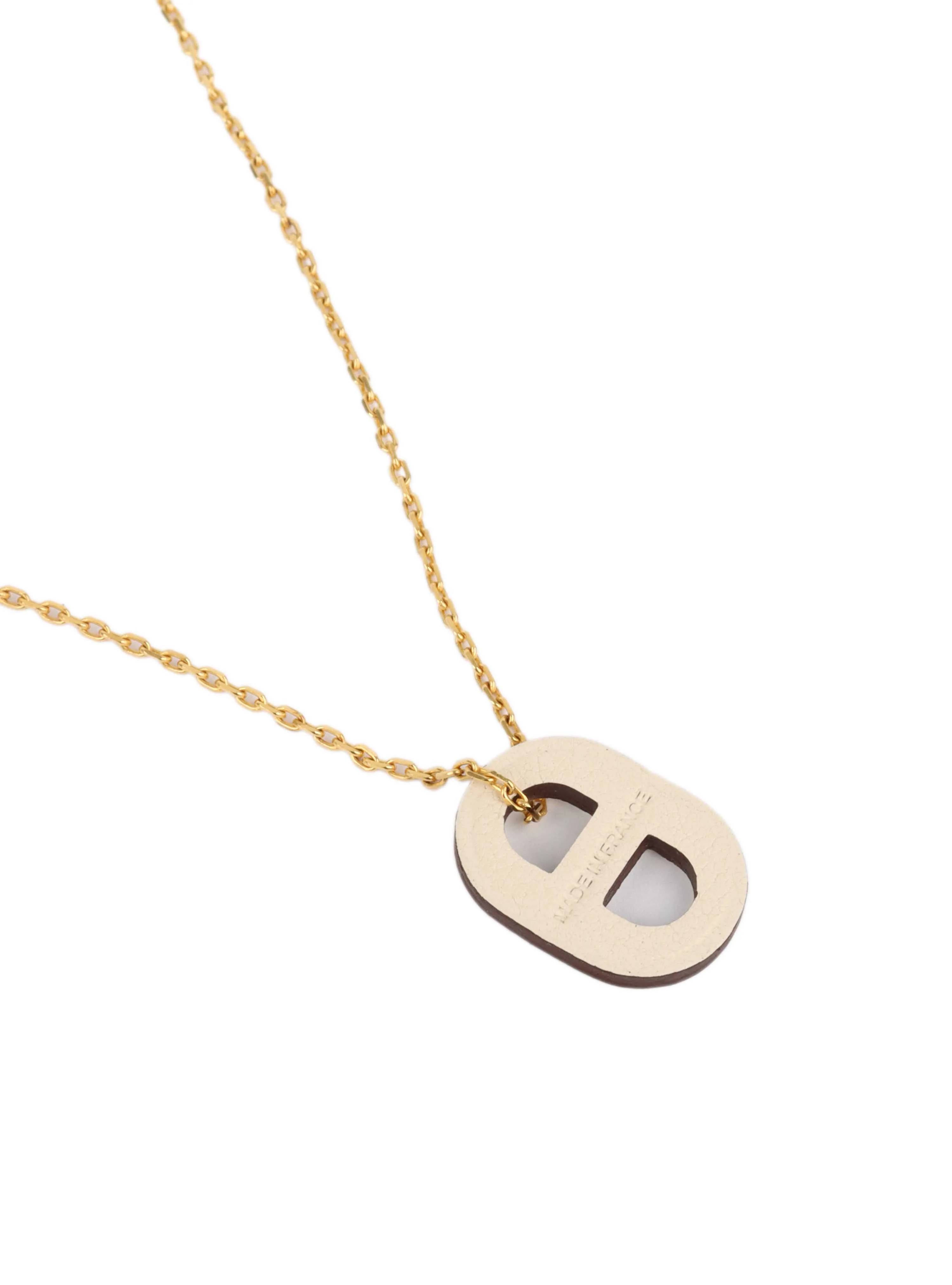 Hermes Gold and White OMaillon Pendant Necklace