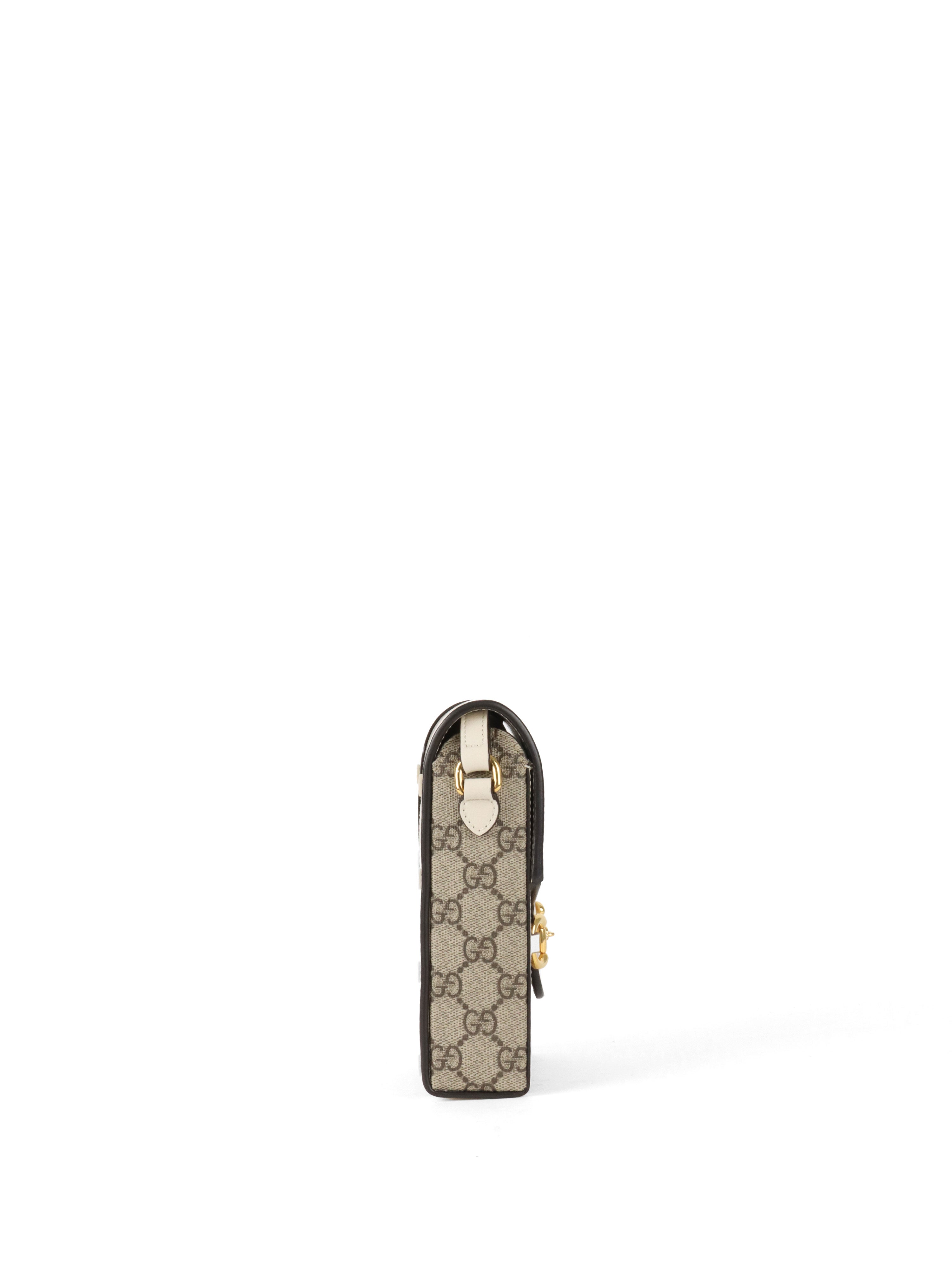 Gucci White and Canvas Horsebit 1955 Mini Bag