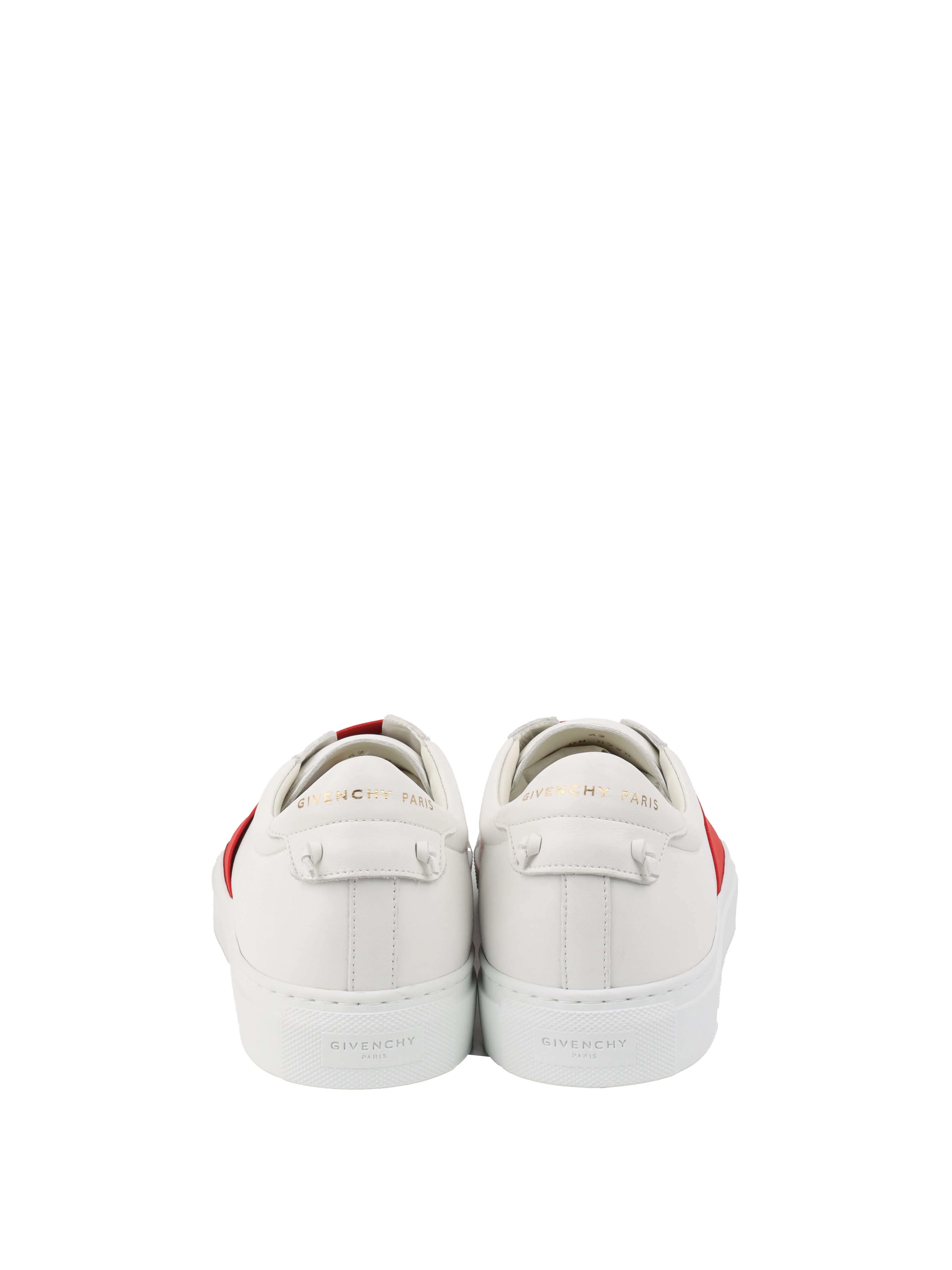 Givenchy White  Red Urban Street Low Logo Elastic Sneaker.