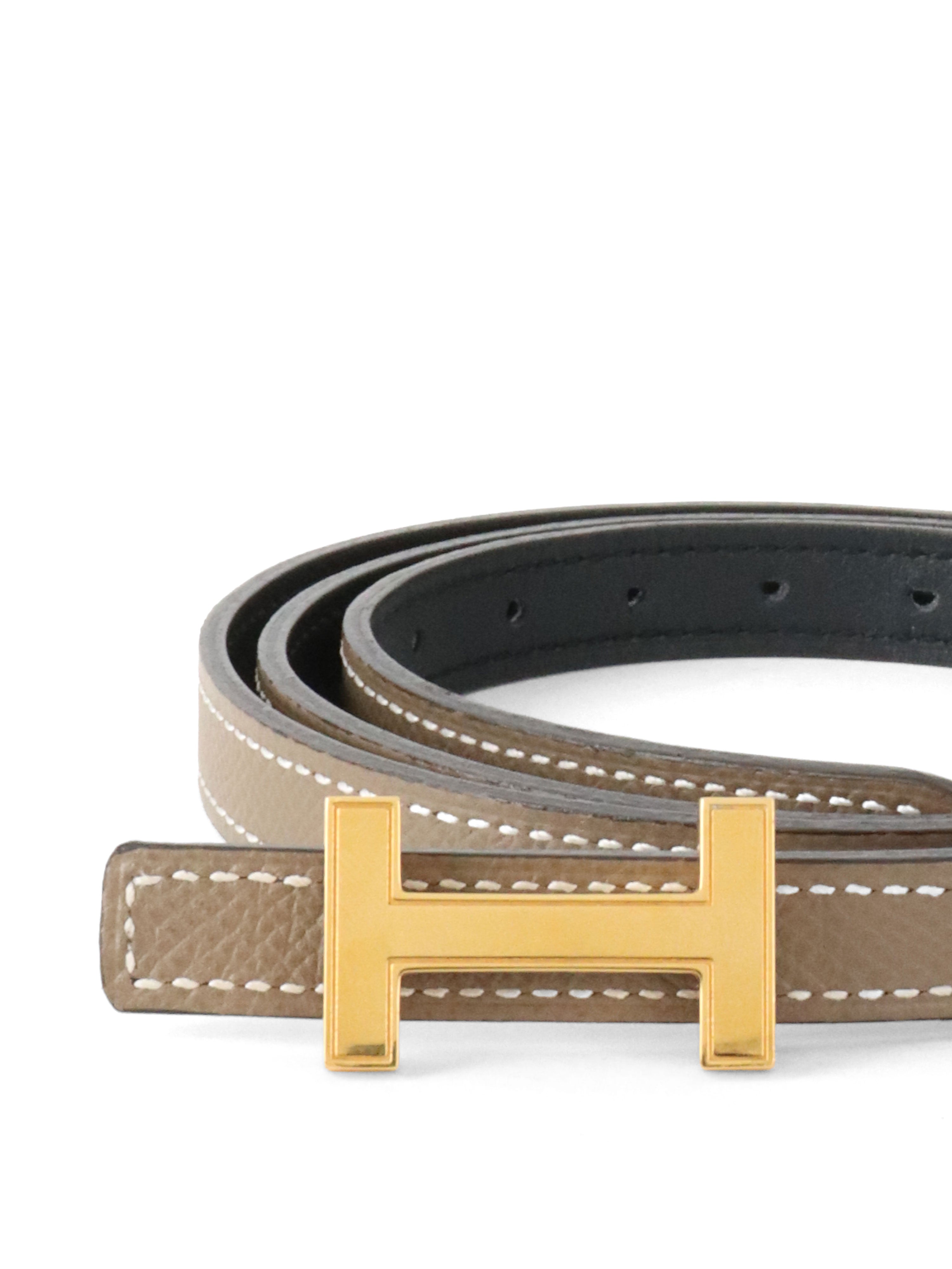 Hermes Noir/Etoupe Mini Reversible Belt 13mm