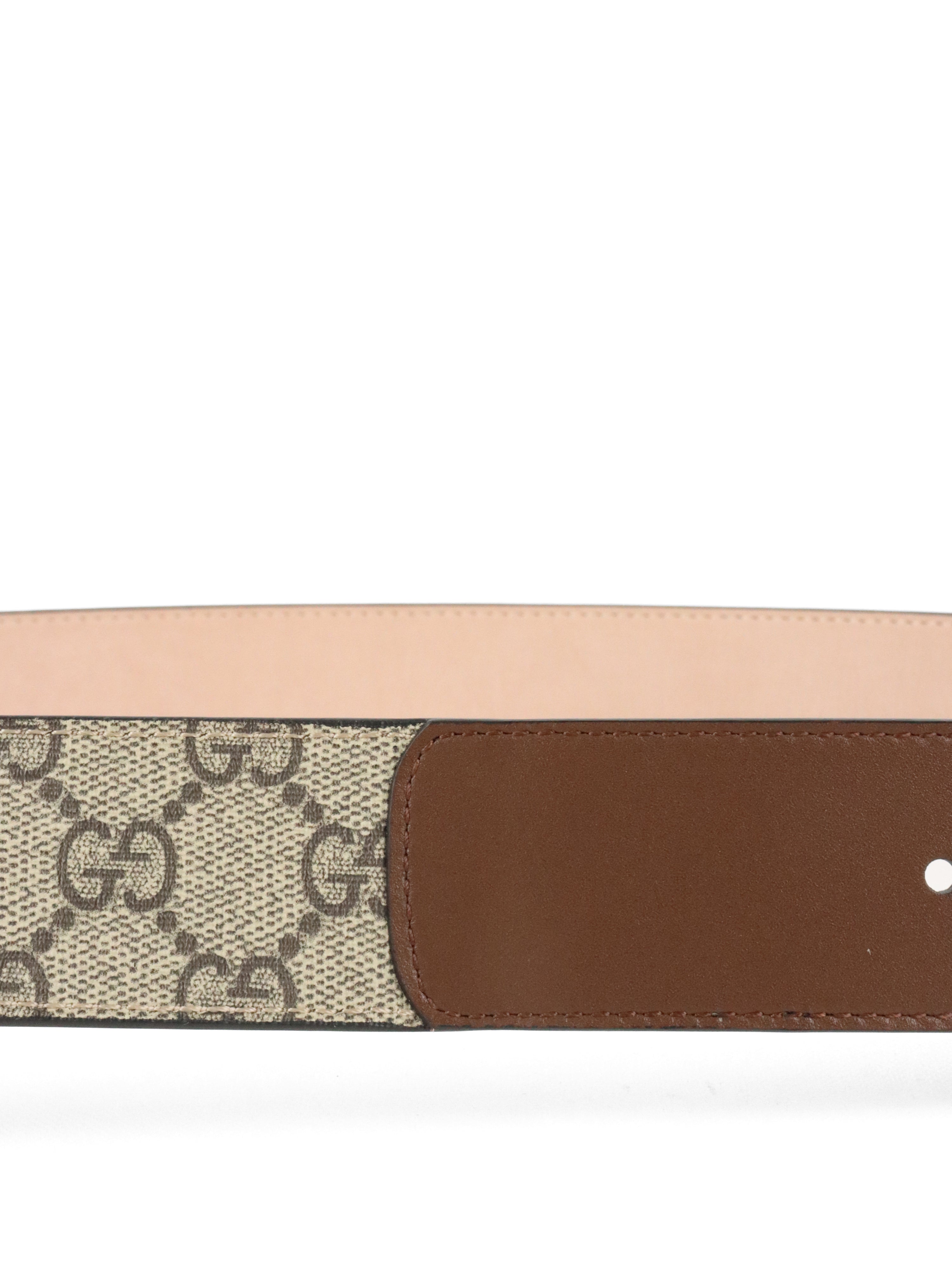 Gucci Ebony  Brown Leather GG Marmont Buckle Belt